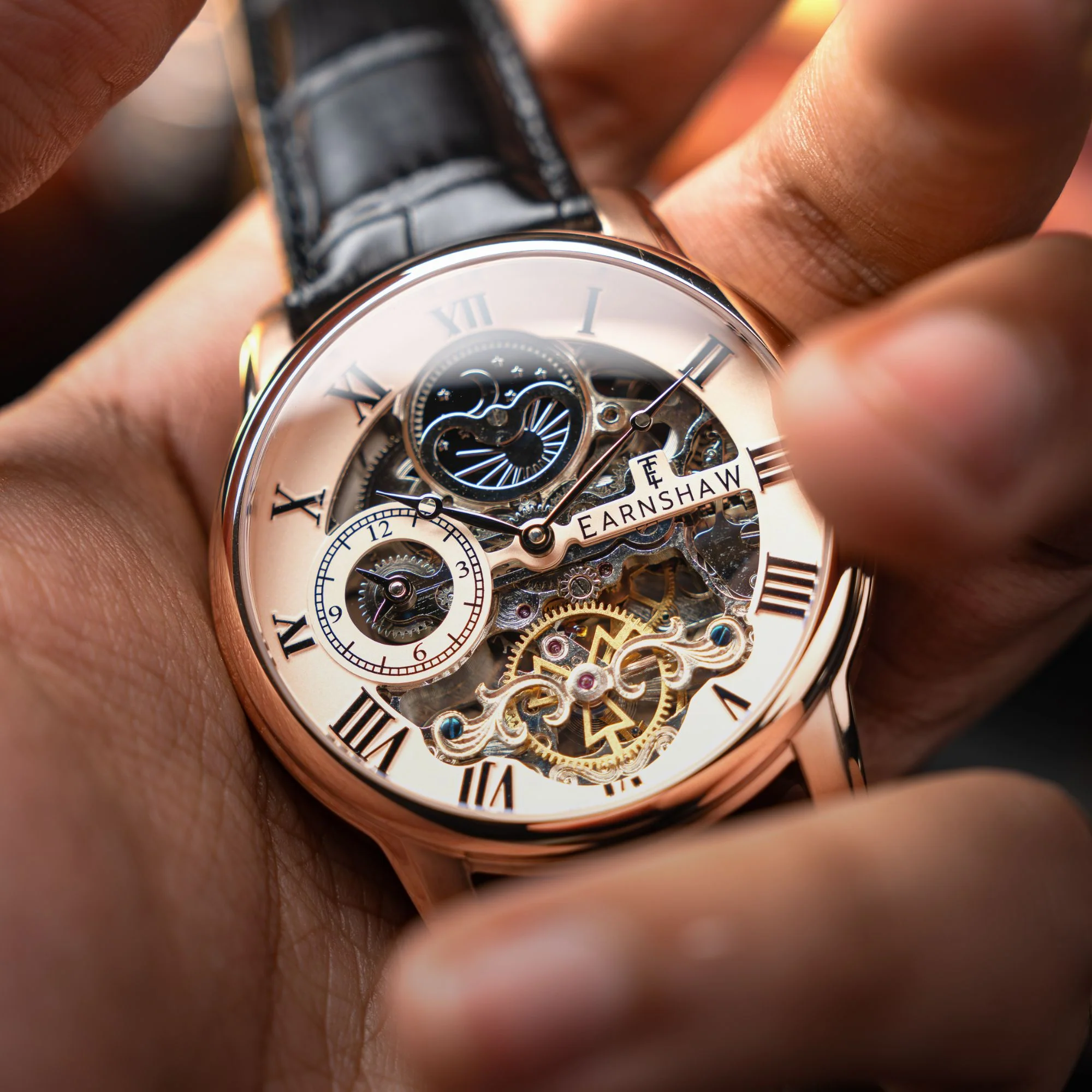 Longitude Automatic Skeleton Rose Gold / Black Leather | Rose Gold Dial - Image 4