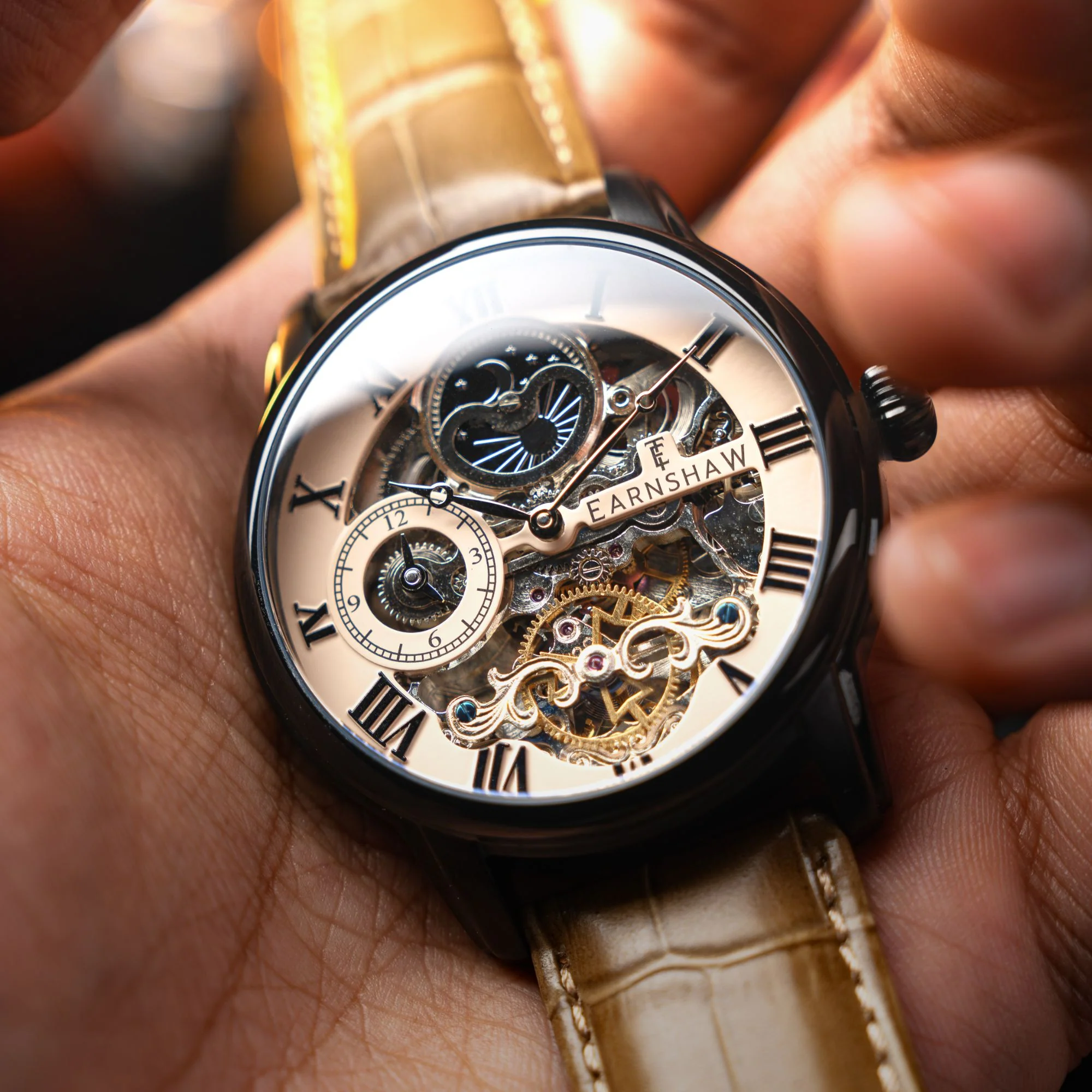 Longitude Automatic Skeleton Tan / Brown Leather | Tan Dial - Image 4