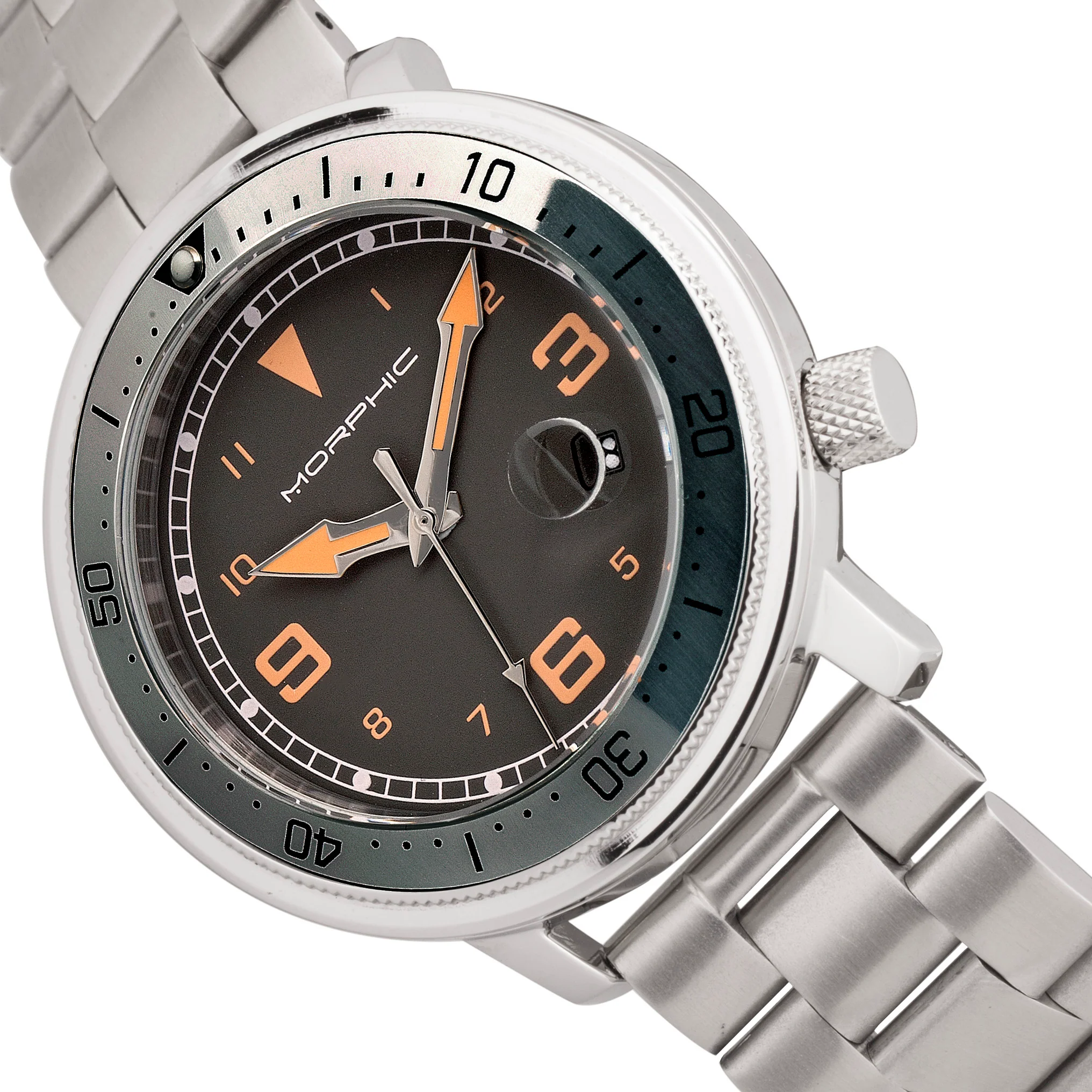 M74 Series Stainless Steel Band Watch Silver / Orange - Image 2