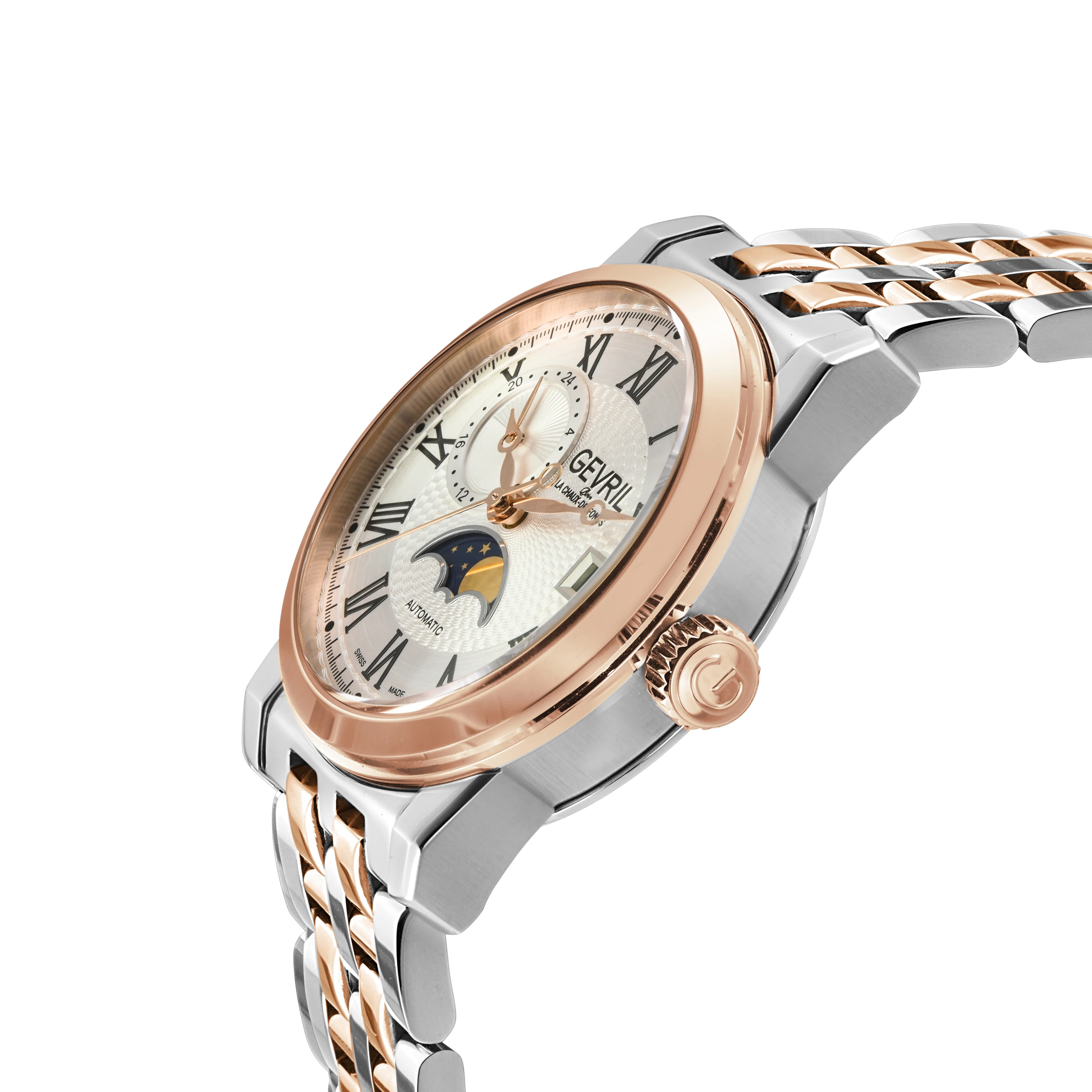 Madison Swiss Made Automatic Moon Phase, IP Rose Gold Case, White Dial. | White Dial - Image 2