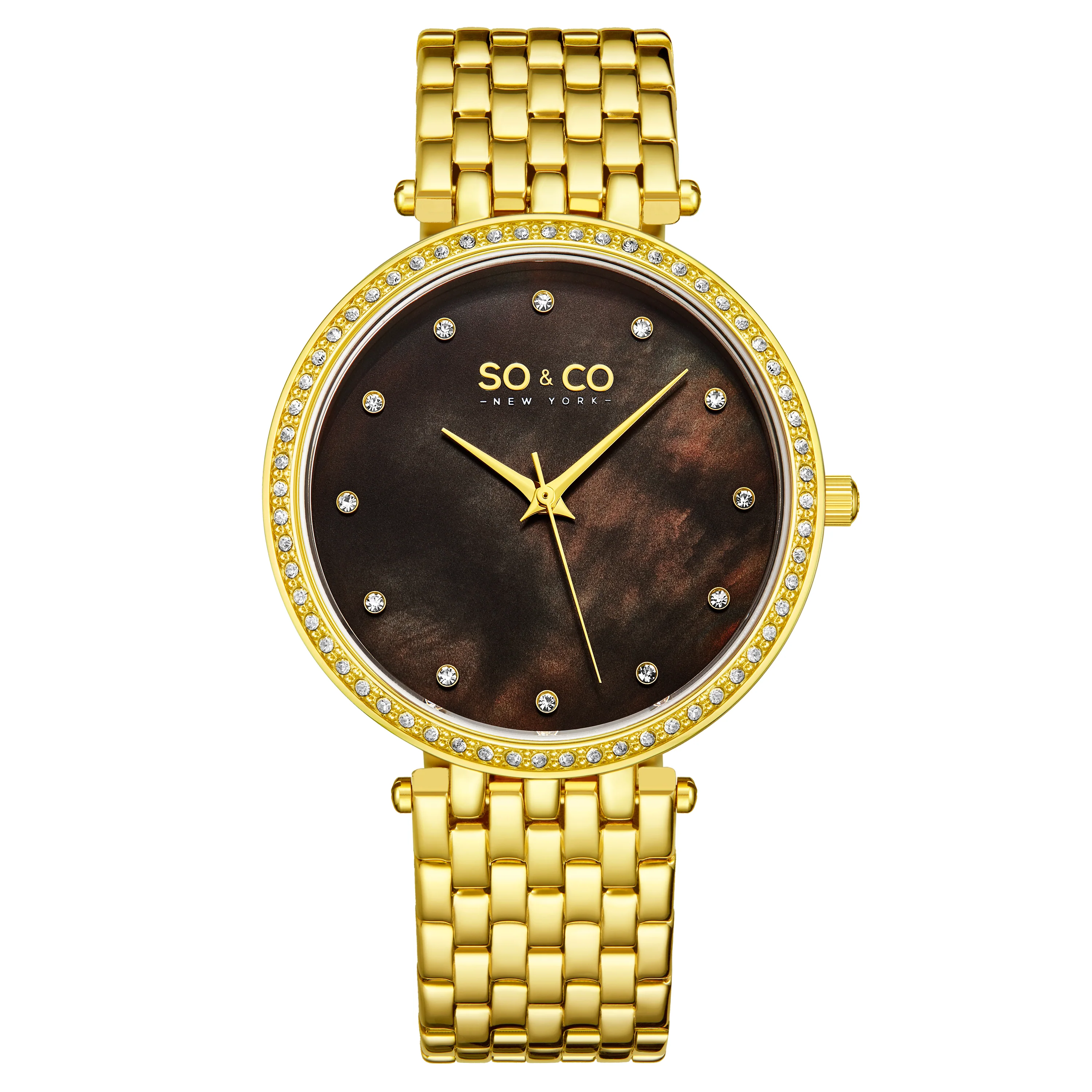 Madison 5334 Black Mother-of-pearl/ Gold Toned Bracelet | Black Mother of Pearl Dial - Image 2