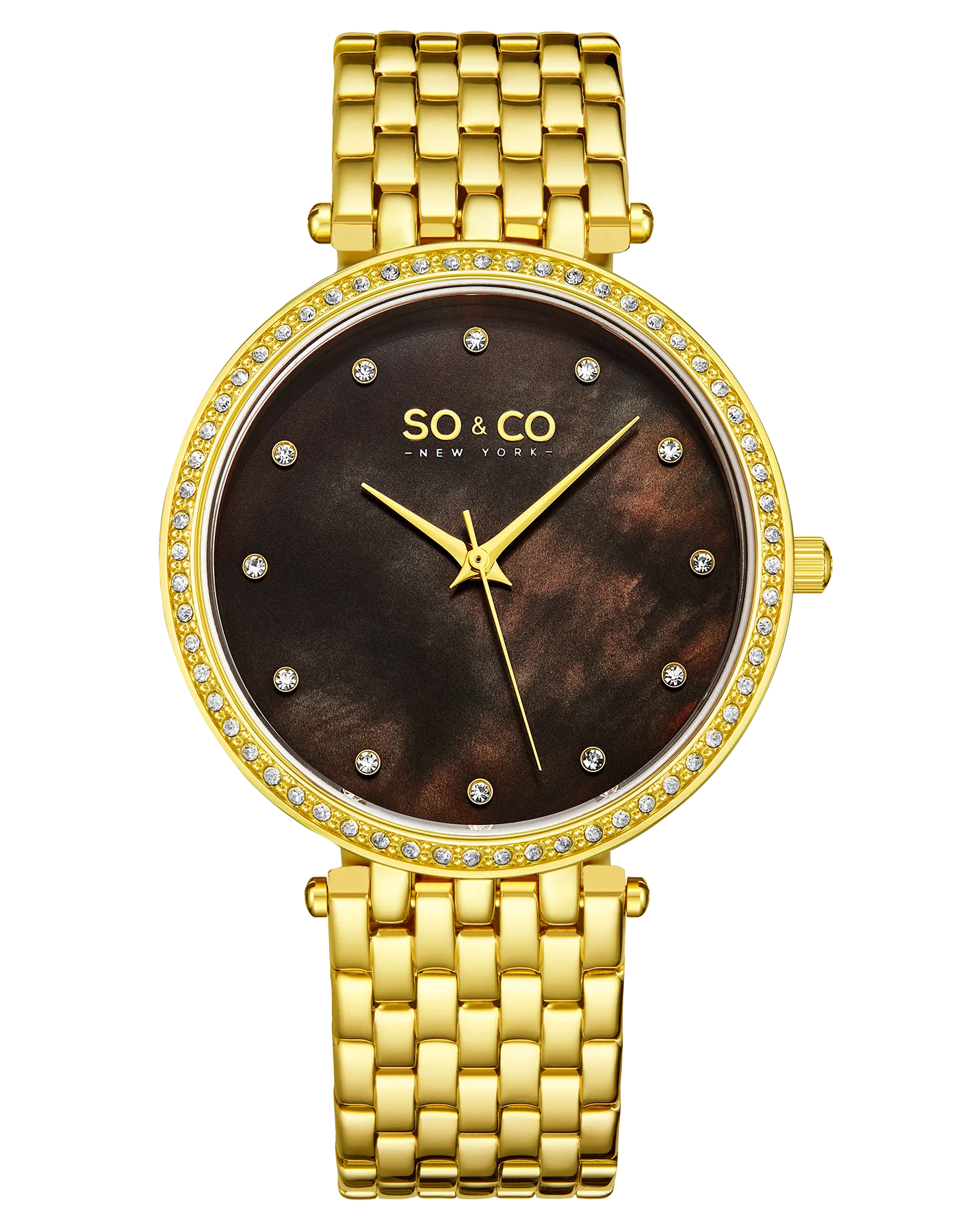 Madison 5334 Black Mother-of-pearl/ Gold Toned Bracelet | Black Mother of Pearl Dial - Image 3