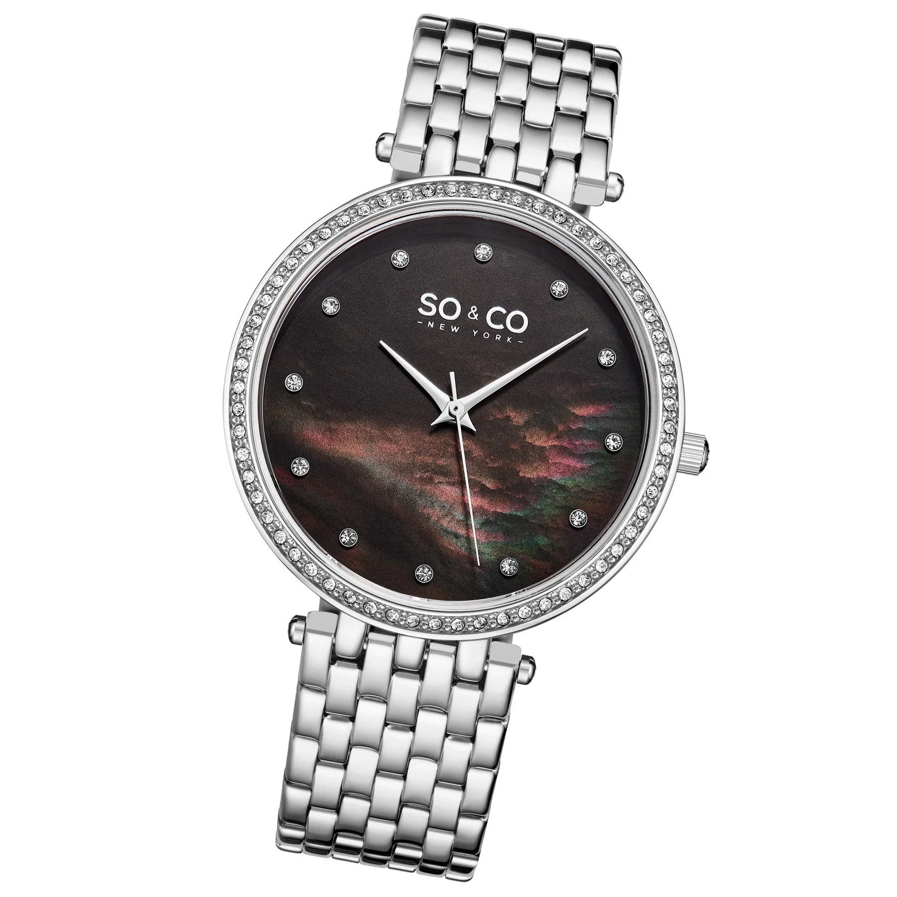 Madison 5334 Black Mother-of-pearl/ Silver Bracelet | Mother of Pearl Dial