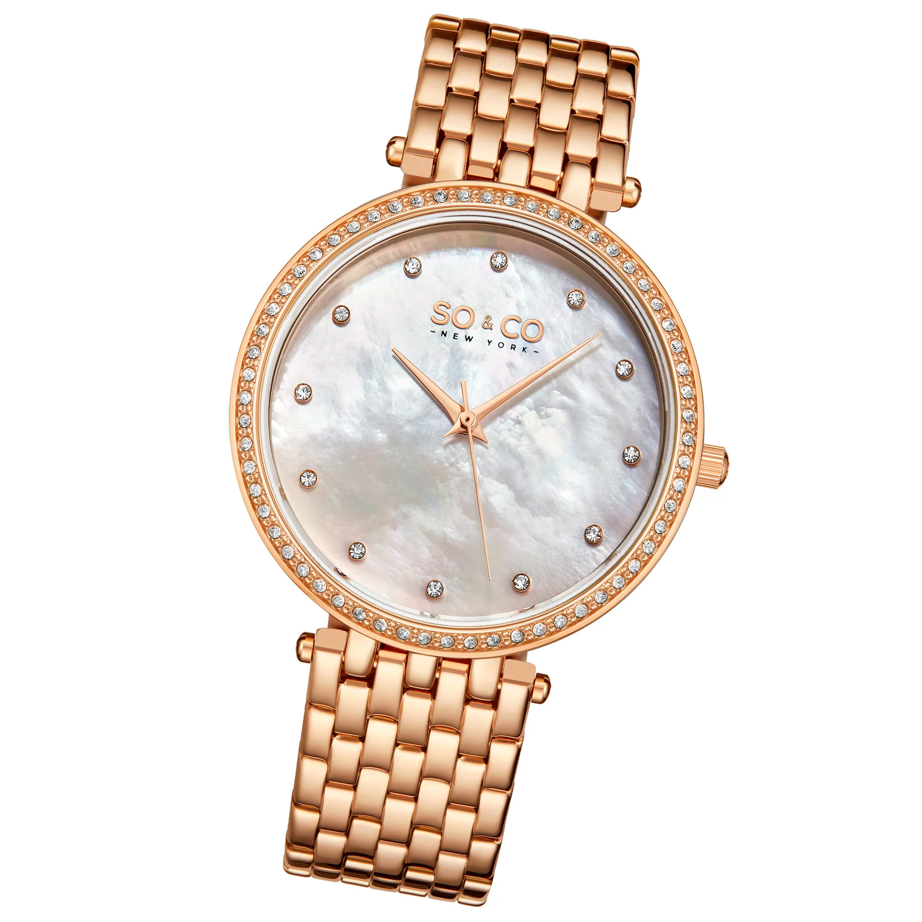 Madison 5334 Silver Mother-of-pearl/ Rose/Gold Toned Bracelet | Mother of Peal Dial