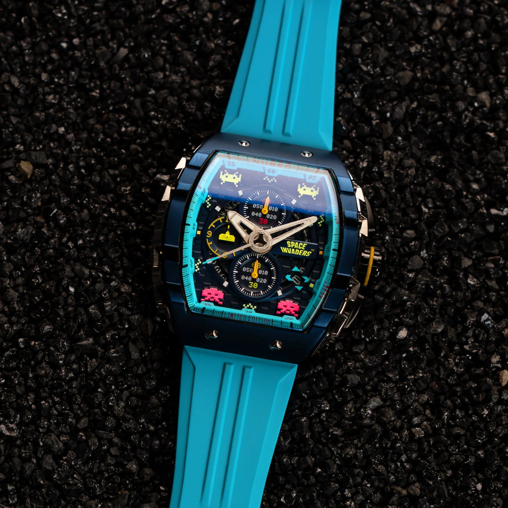 Magellan Chronograph Space Invaders Limited Edition Blue / Rubber | Blue Dial - Image 2