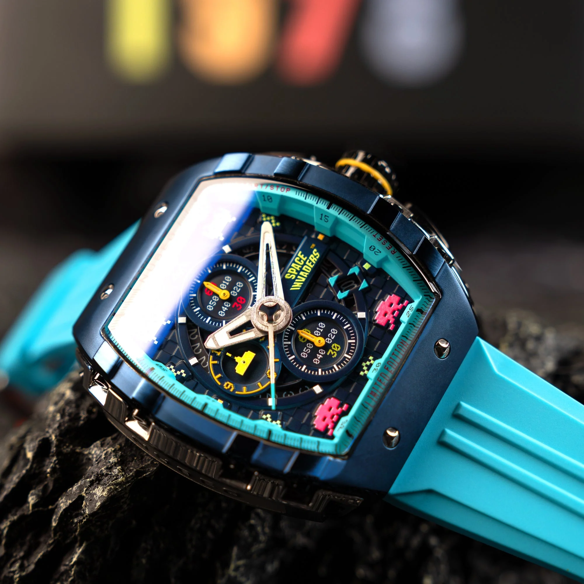 Magellan Chronograph Space Invaders Limited Edition Blue / Rubber | Blue Dial - Image 4