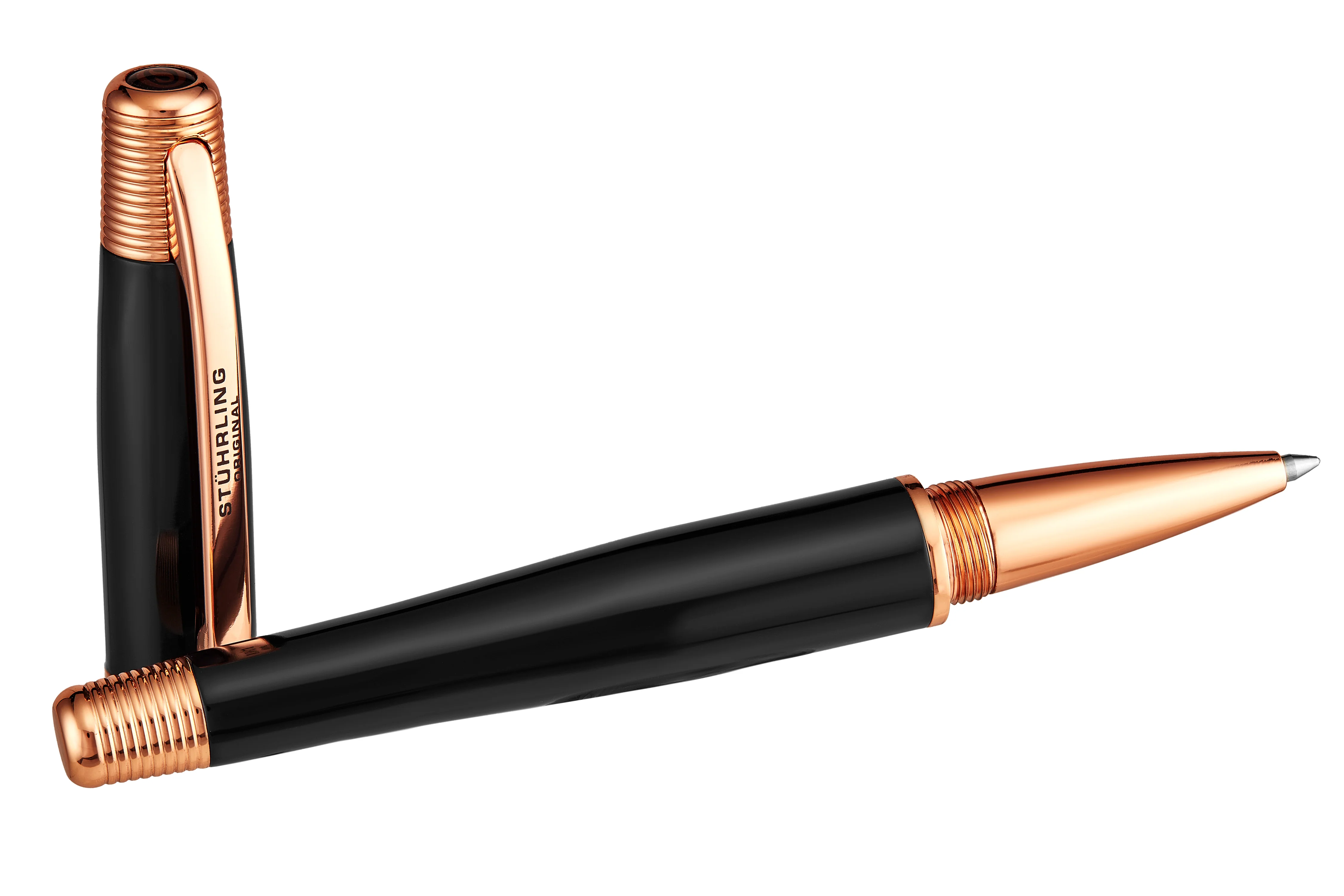Magna Black Stainless Steel Two-Piece Rollerball Pen Black/Rose - Image 4