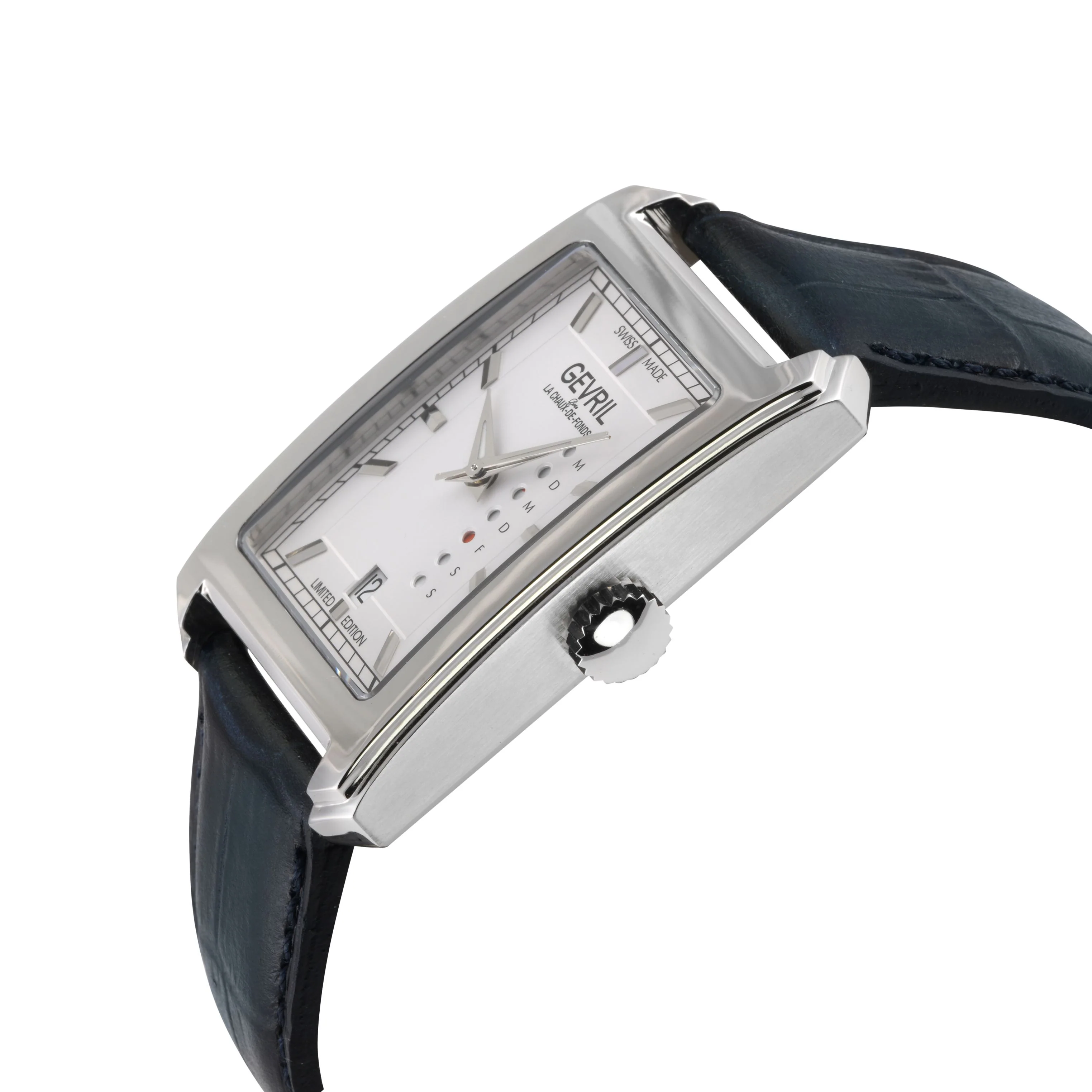 Manhattanhenge Gevril Swiss Made Automatic, 316L Case, White Dial, Black Italian Leather Strap | White Dial - Image 2