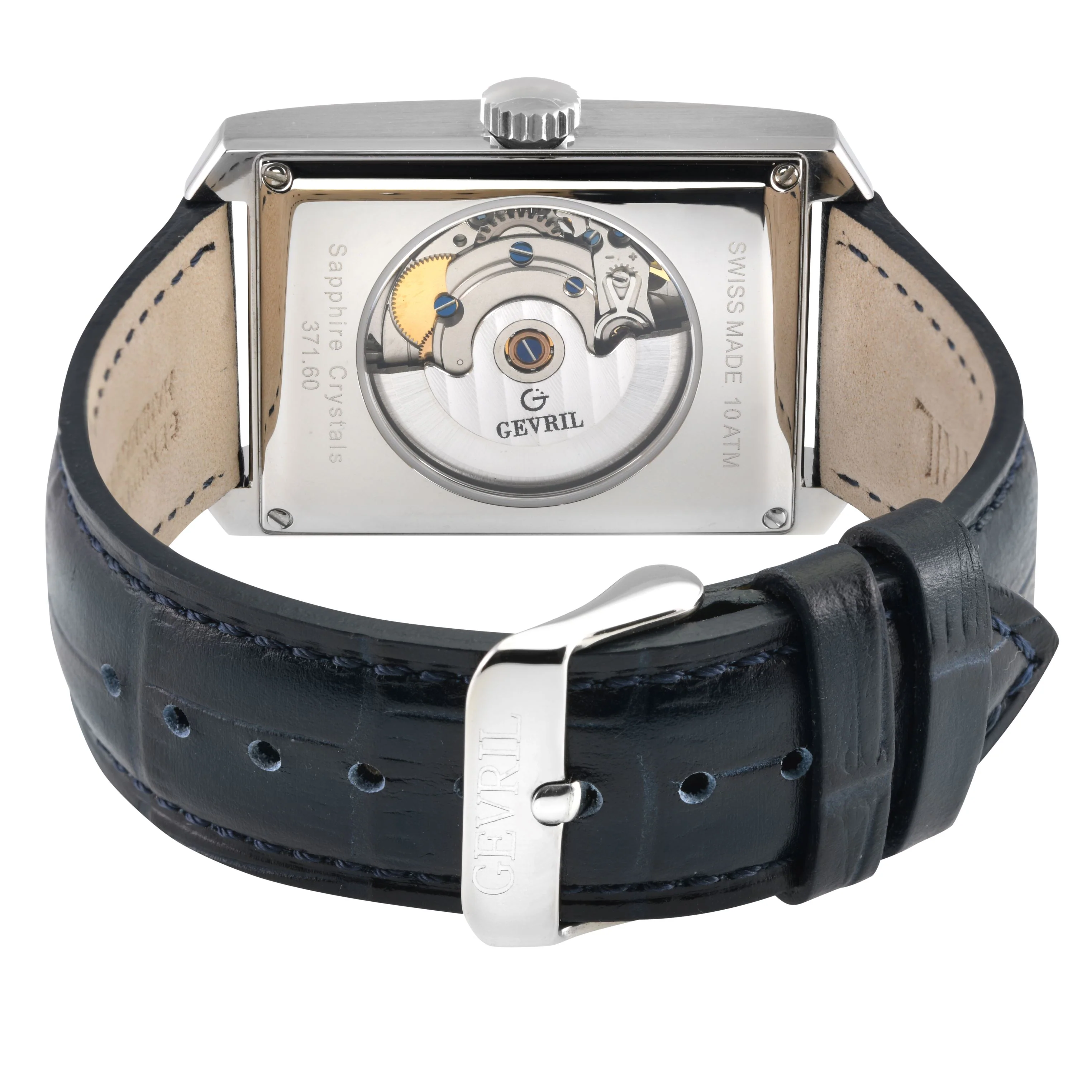 Manhattanhenge Gevril Swiss Made Automatic, 316L Case, White Dial, Black Italian Leather Strap | White Dial - Image 3