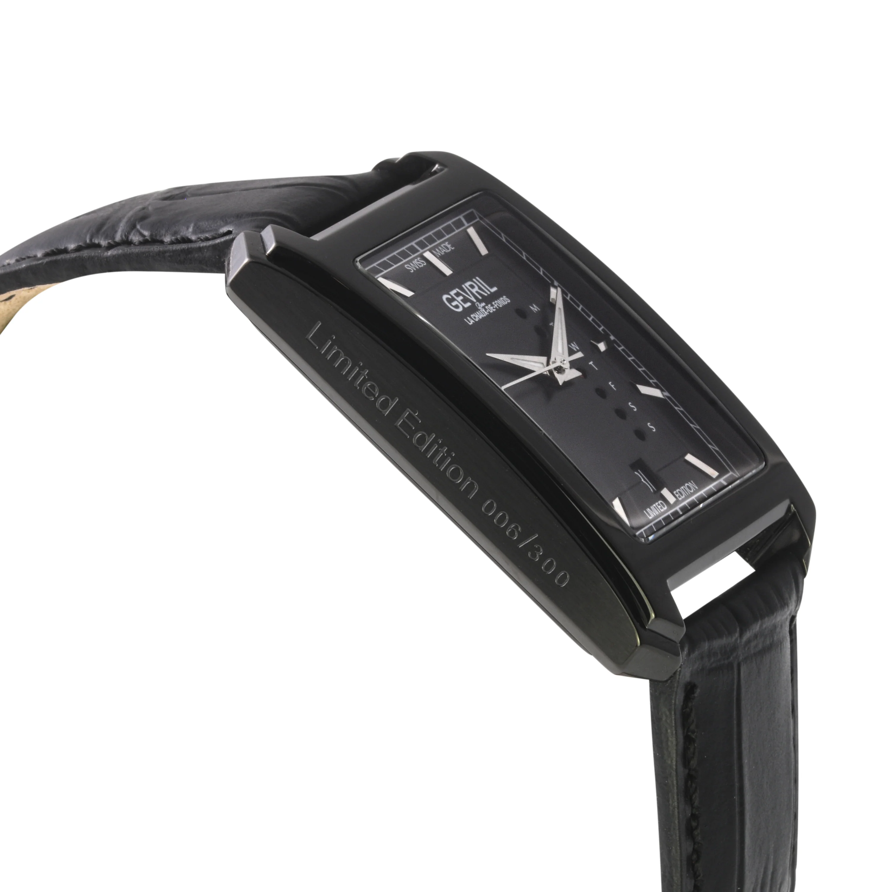 Manhattanhenge Gevril Swiss Made Automatic, Black Case, Black Dial, Black Italian Leather Strap | Black Dial - Image 3