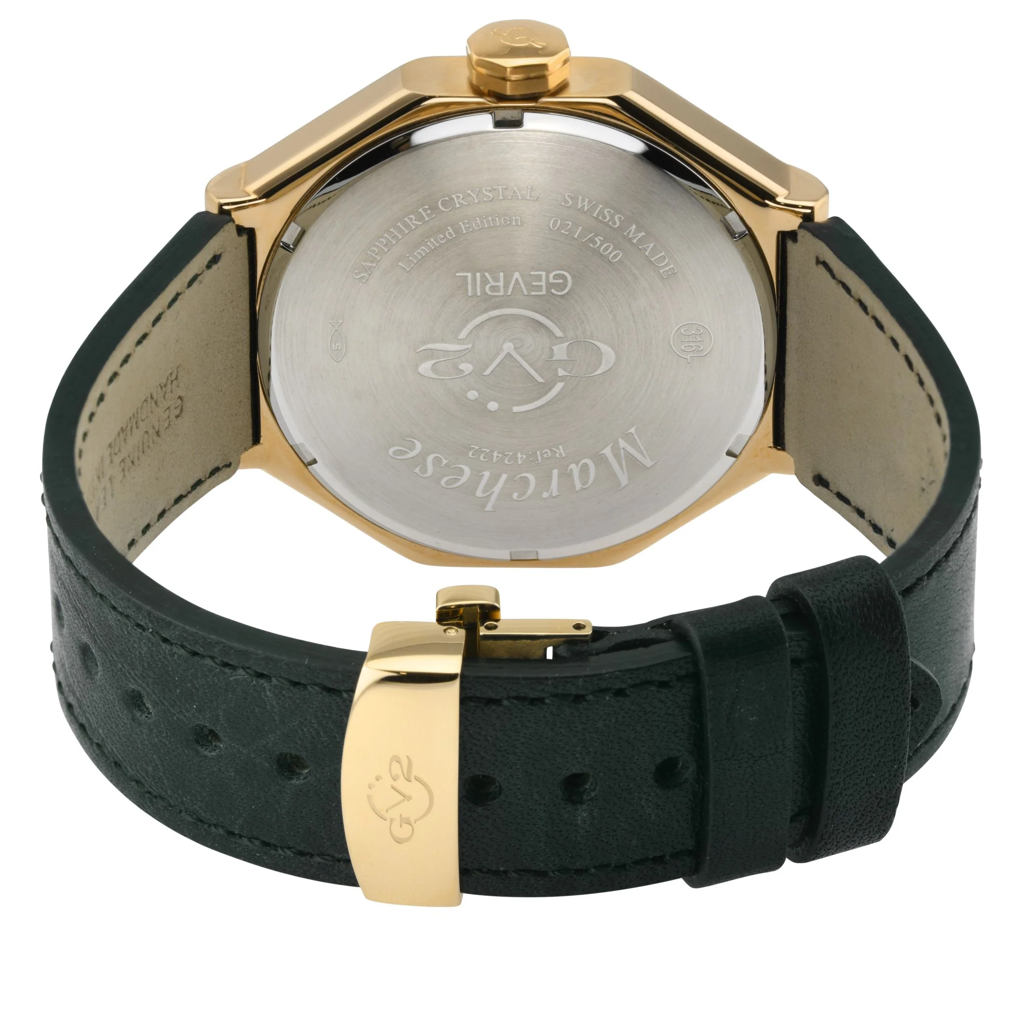 Marchese Swiss Made multifunction Gold/Silver,Green band | Silver Dial - Image 2