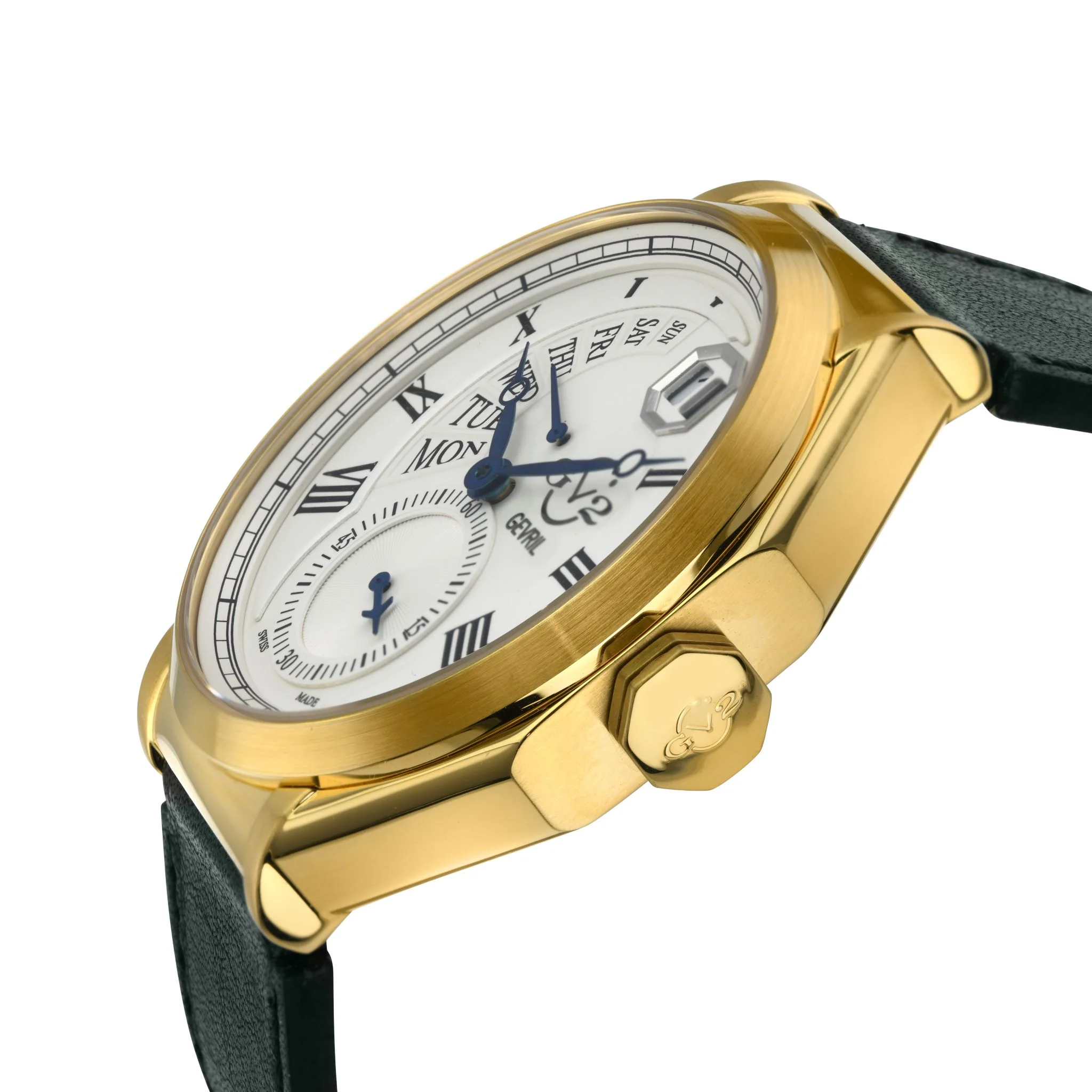 Marchese Swiss Made multifunction Gold/Silver,Green band | Silver Dial - Image 3