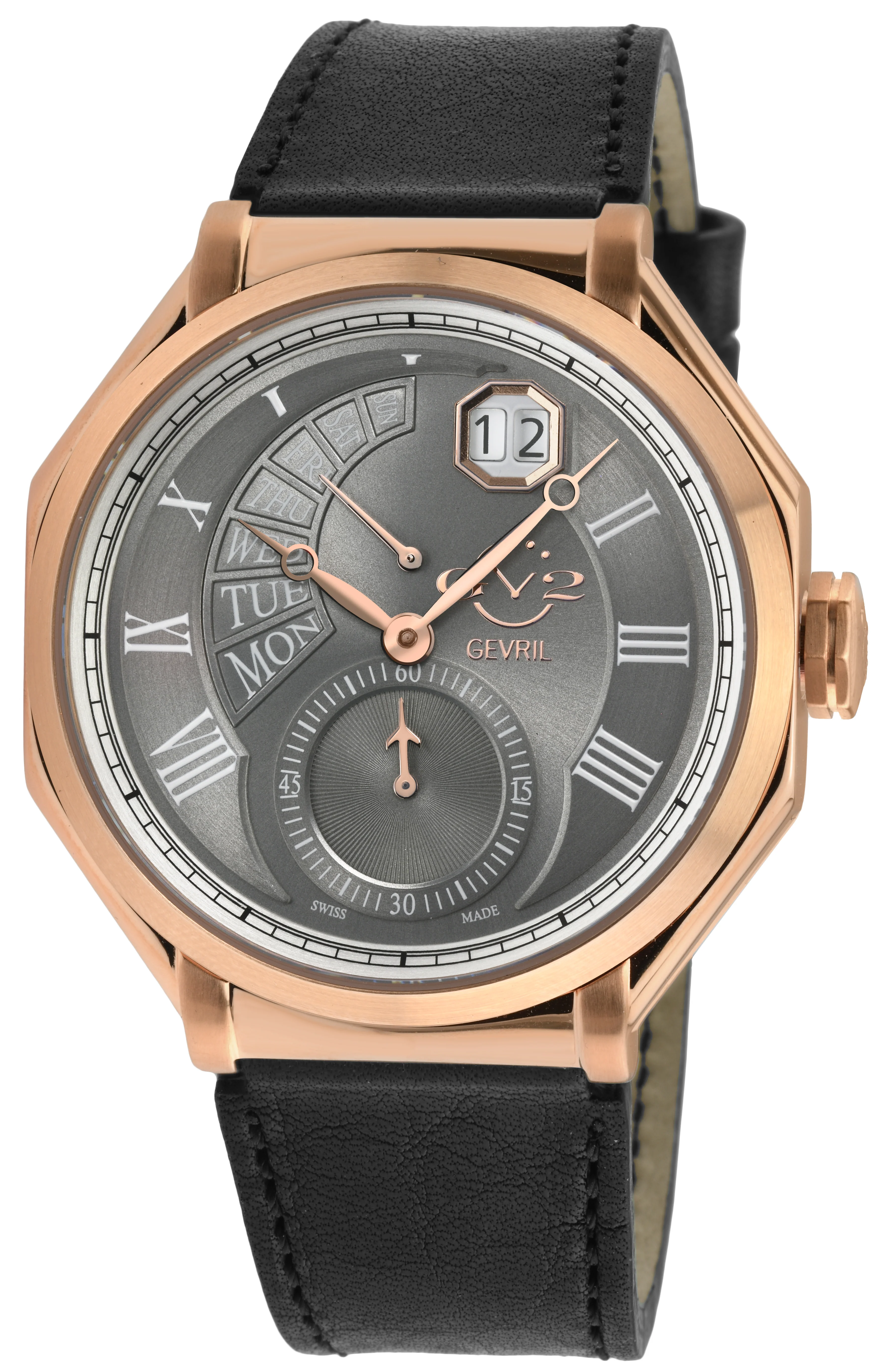 Marchese GV2 by Gevril Marchese Swiss Made multifunction Watch Sapphire Crystal Ronda 7004.P | Black Dial