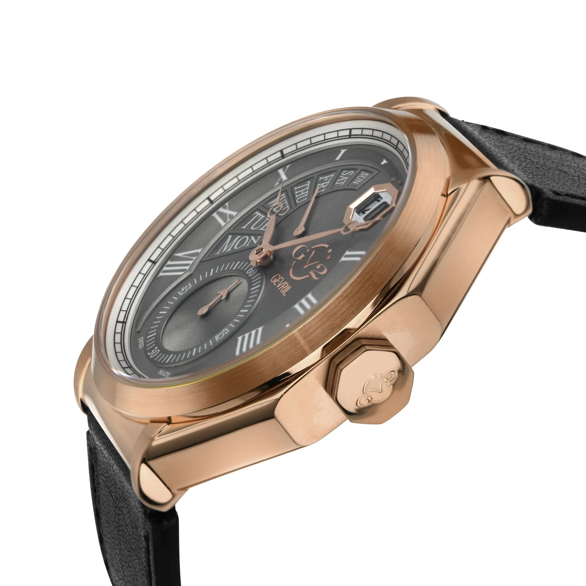 Marchese GV2 by Gevril Marchese Swiss Made multifunction Watch Sapphire Crystal Ronda 7004.P | Black Dial - Image 2