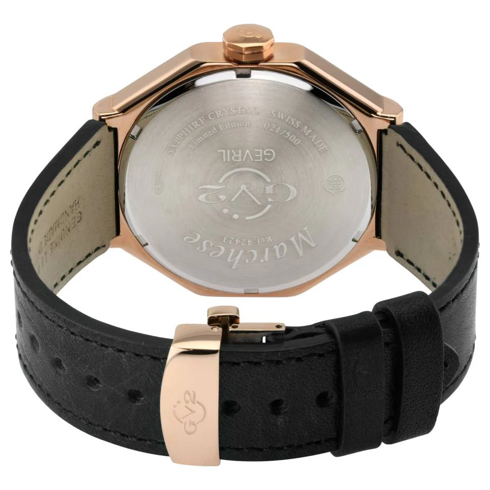 Marchese GV2 by Gevril Marchese Swiss Made multifunction Watch Sapphire Crystal Ronda 7004.P | Black Dial - Image 3