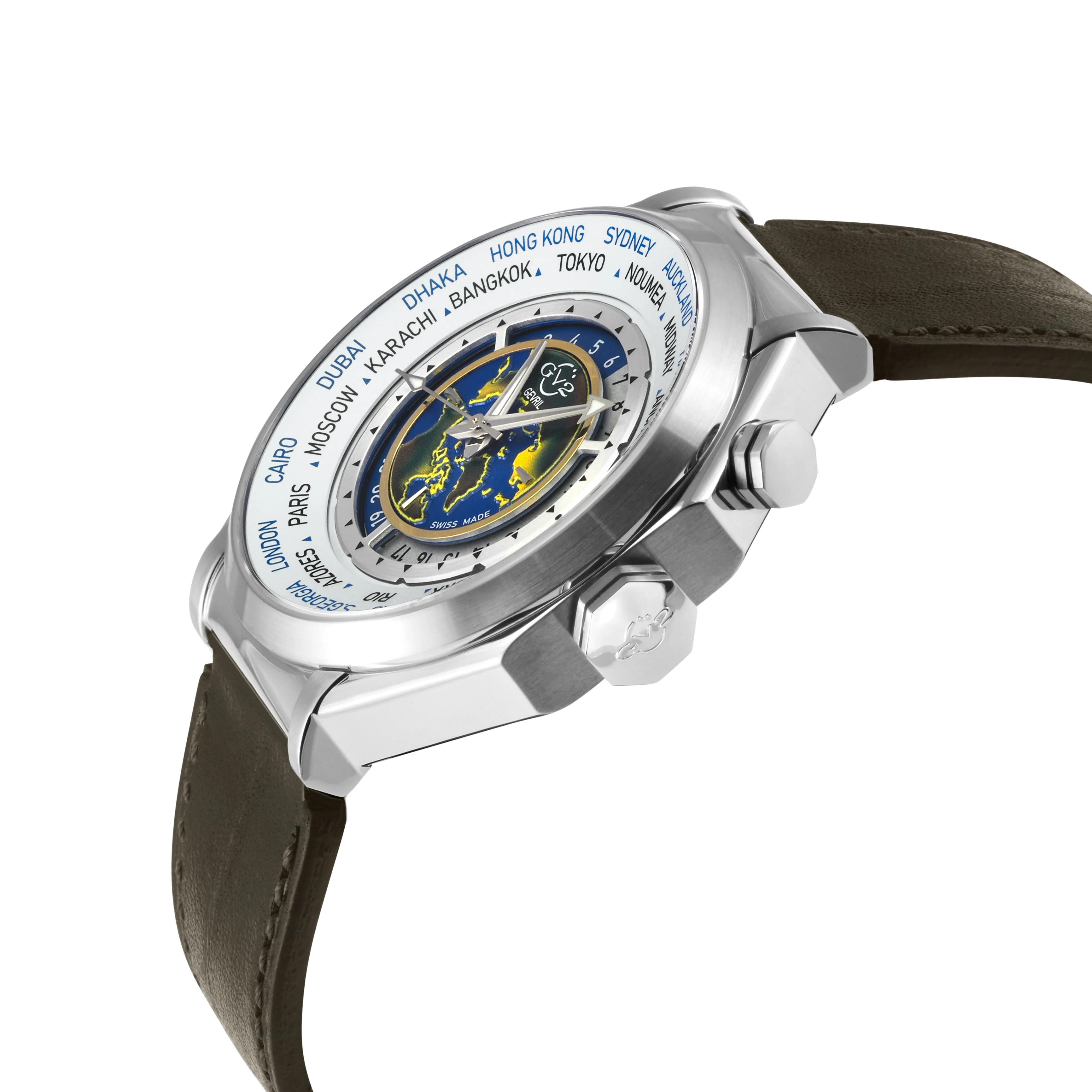 Marchese GV2 Men's Marchese IPYG Case, Silver Dial Watch, Brown Handmade Italian Leather Strap | Silver Dial - Image 2