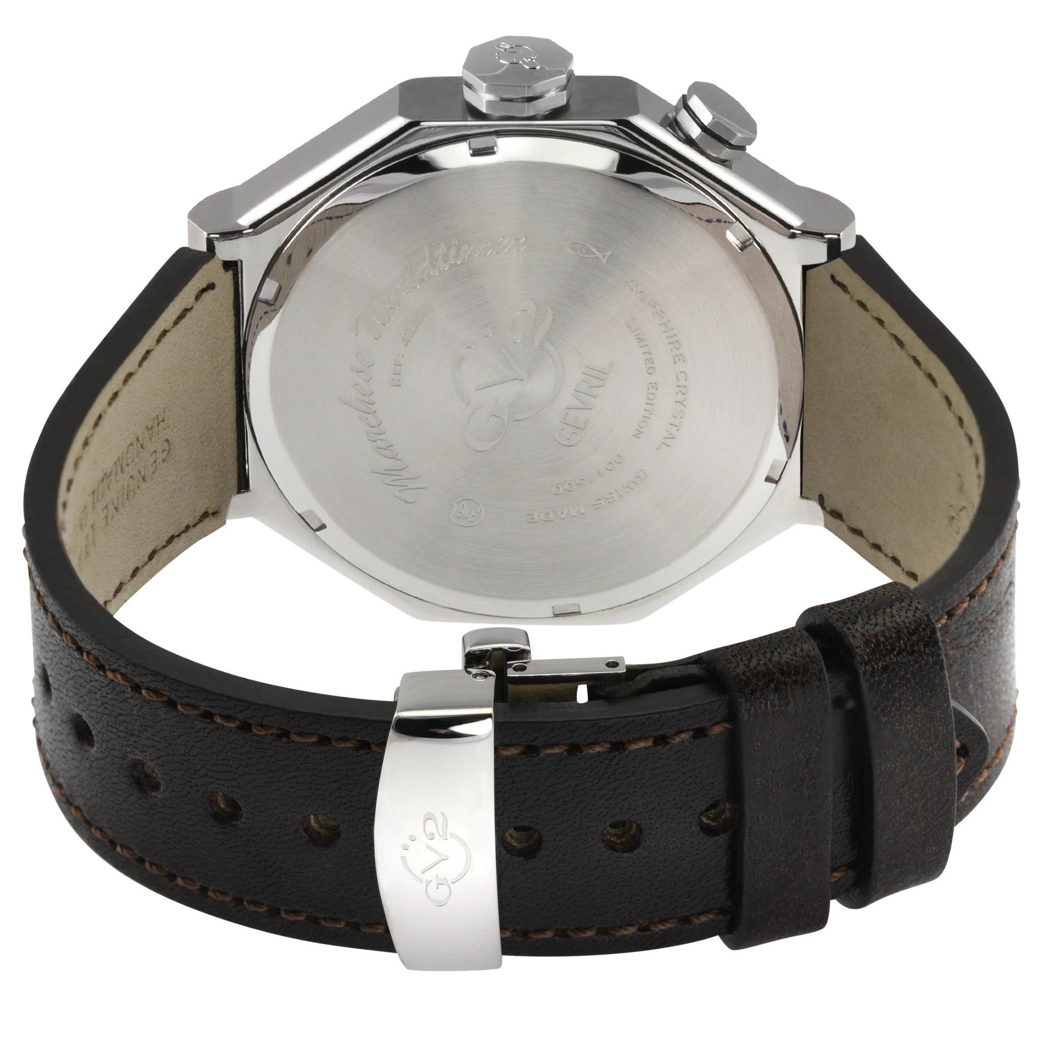 Marchese GV2 Men's Marchese IPYG Case, Silver Dial Watch, Brown Handmade Italian Leather Strap | Silver Dial - Image 3