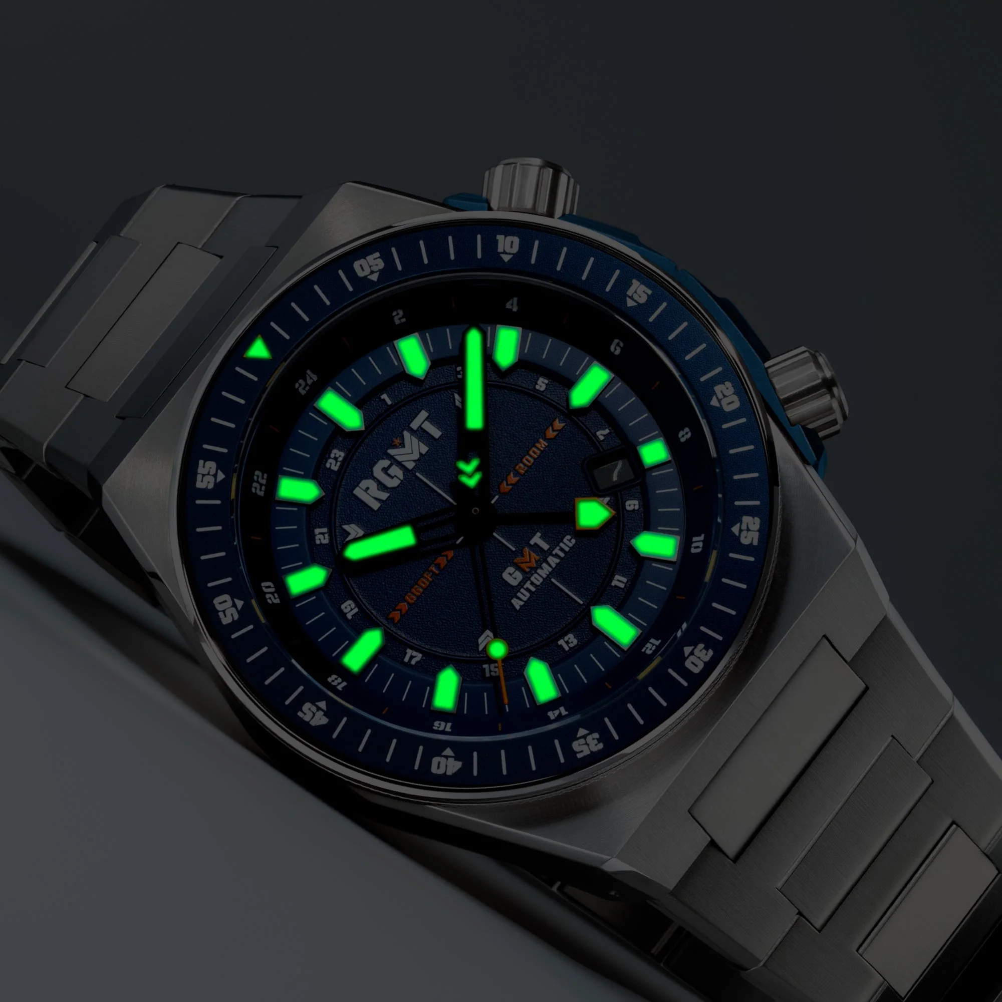 Marksman GMT Automatic Blue  / Stainless Steel | Blue Dial - Image 3