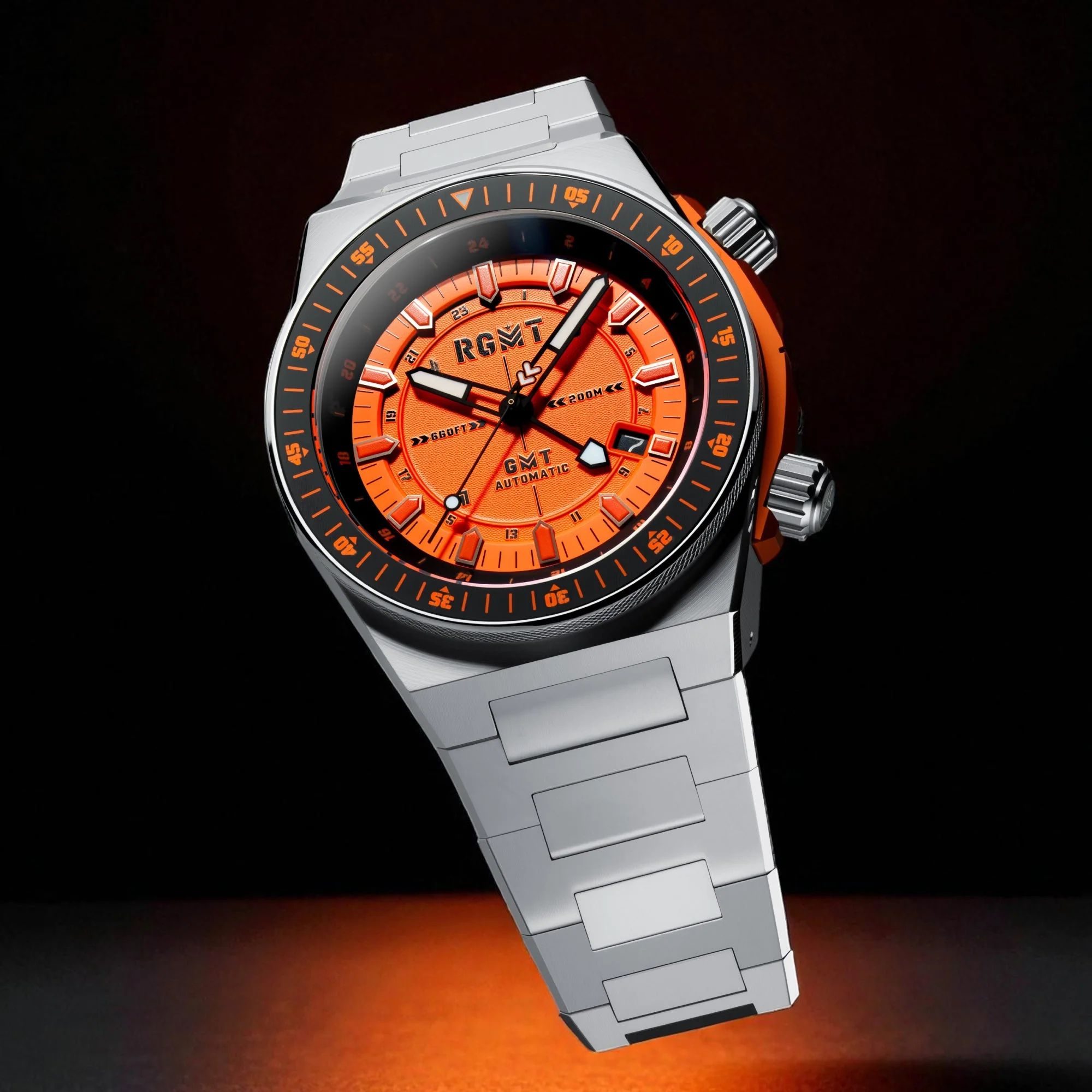 Marksman GMT Automatic Orange  / Stainless Steel | Orange Dial - Image 2