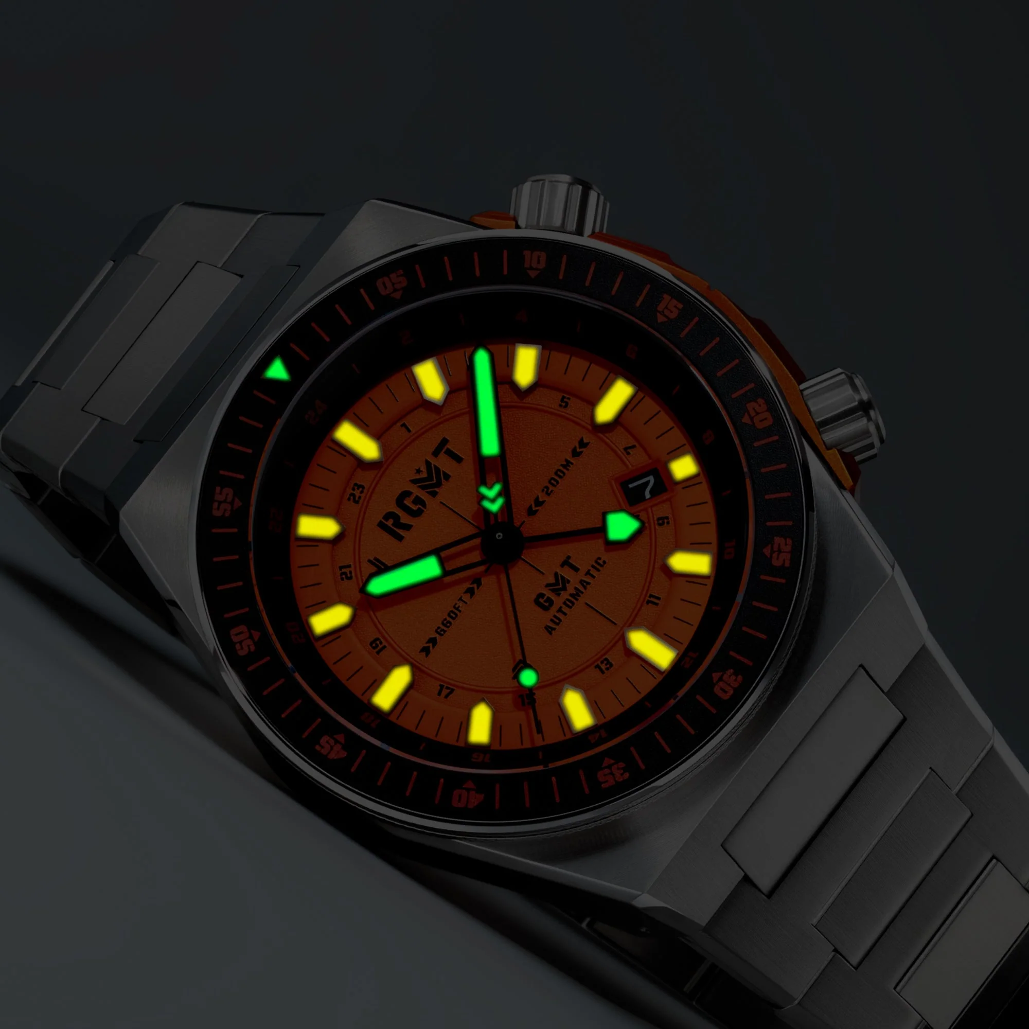 Marksman GMT Automatic Orange  / Stainless Steel | Orange Dial - Image 3