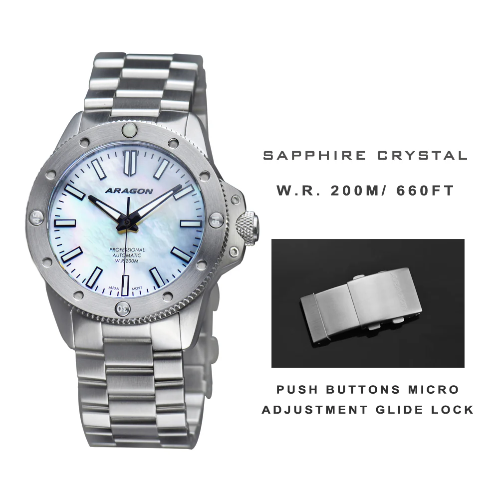 Matador 42 Automatic White Mother of Peal Dial | Mother of Peal Dial - Image 2