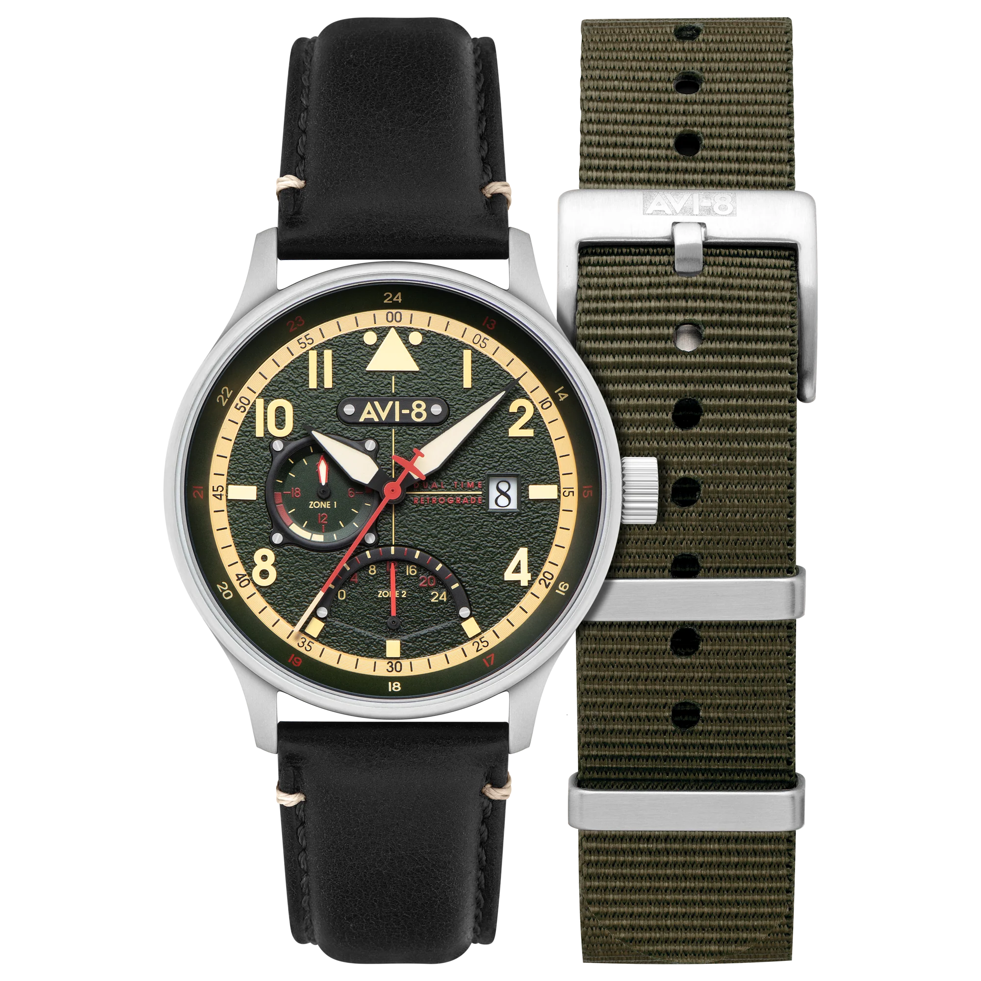 Mckellar Dual Time Green / Leather | Green Dial