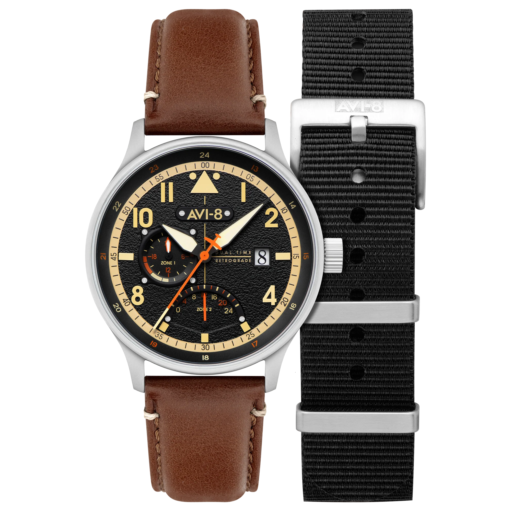 Mckellar Dual Time Black / Leather | Black Dial