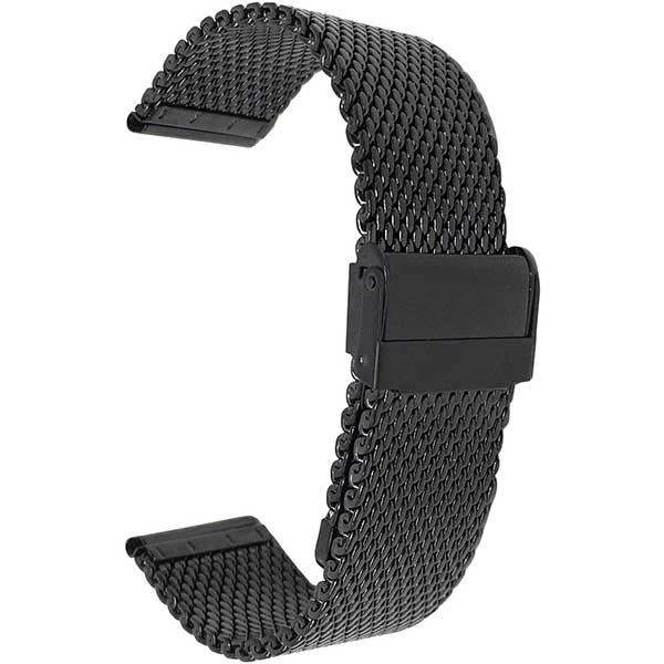 MCX13 | Black 24mm Mens Stainless Steel Thick Mesh Band, Adjustable Length Metal Watch Strap 24mm / Black | Dial