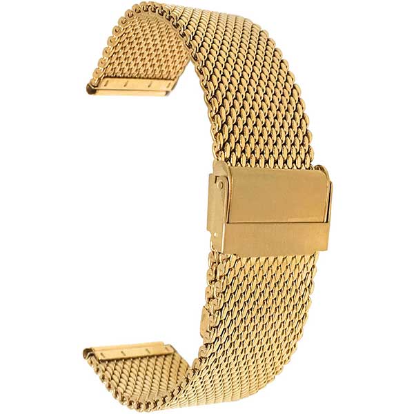 MCX13 | Gold 20mm Mens Stainless Steel Thick Mesh Band, Adjustable Length Metal Watch Strap 20mm / Gold Tone | Dial