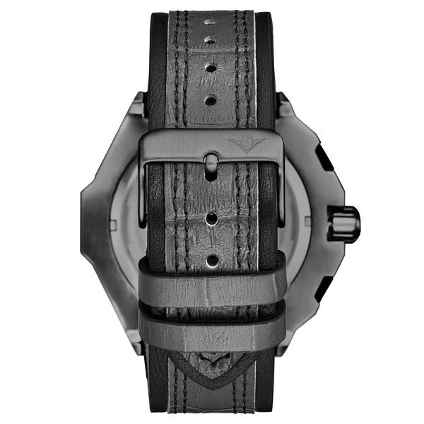 Mens Sport Watch Grey/Leather | Black Dial - Image 2