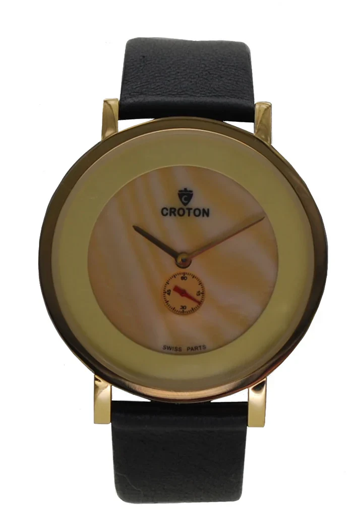 Men's Ultra Thin Goldtone Swiss Parts Dress Watch with Mother of Pearl Dial | Dial