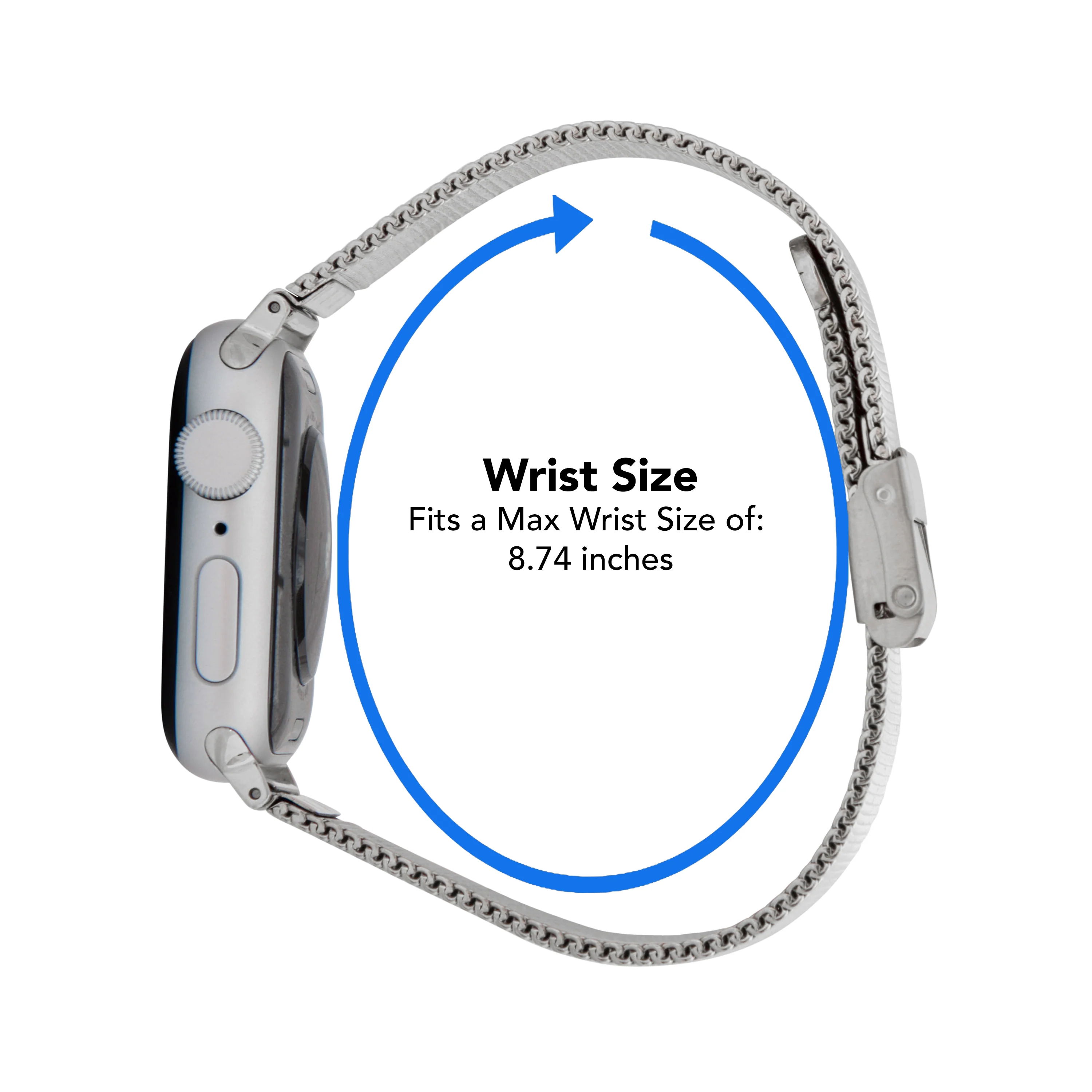 Mesh Band for Apple Watch Series 9/8/7/6/5/4/3/2/1/SE Silver (38mm | 40mm | 41mm) |  Dial - Image 3