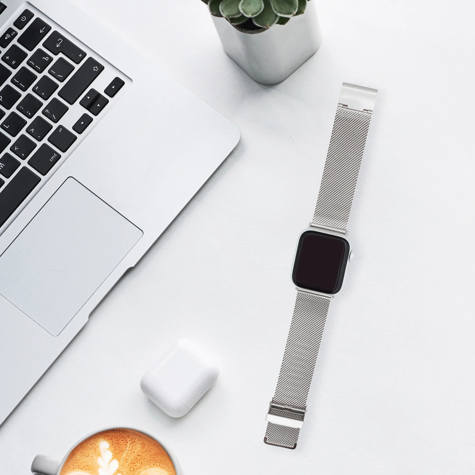 Mesh Band for Apple Watch Series 9/8/7/6/5/4/3/2/1/SE Silver (42mm | 44mm | 45mm | 49mm) |  Dial - Image 5