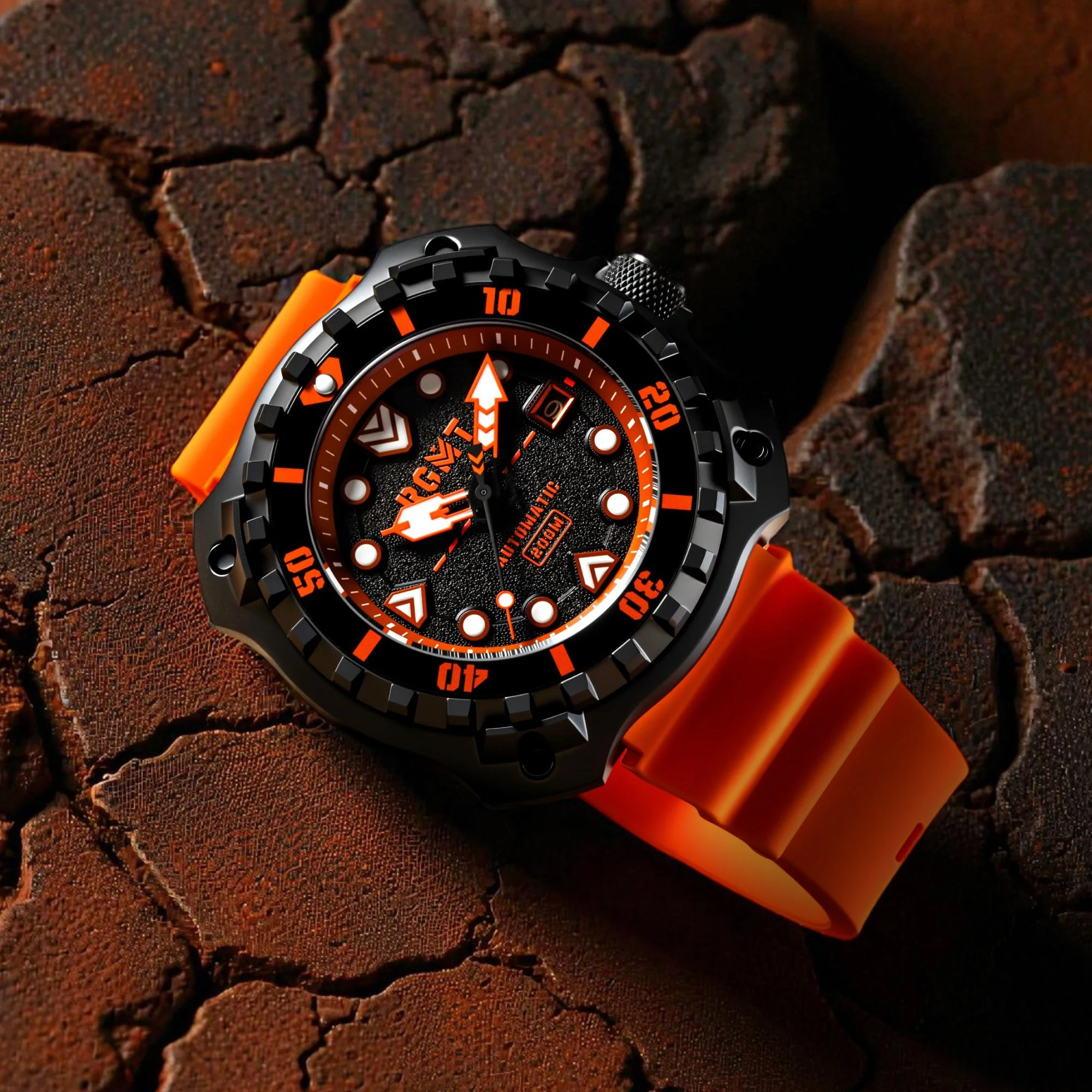 Minesweep Automatic Black & Orange / Silicone | Black Dial - Image 3