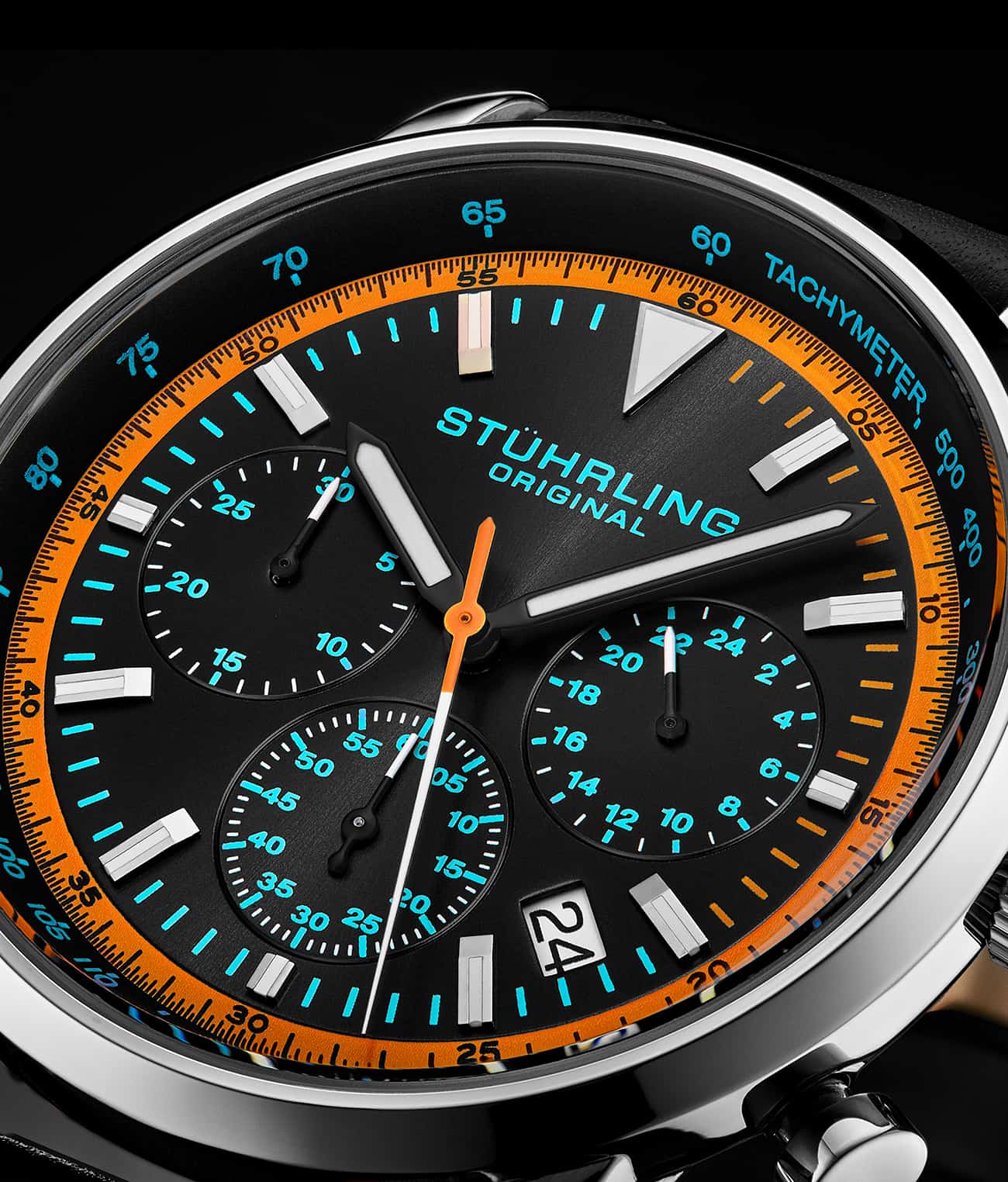 Monaco Black Dial / Black Leather Orange Blue | Black Dial - Image 2