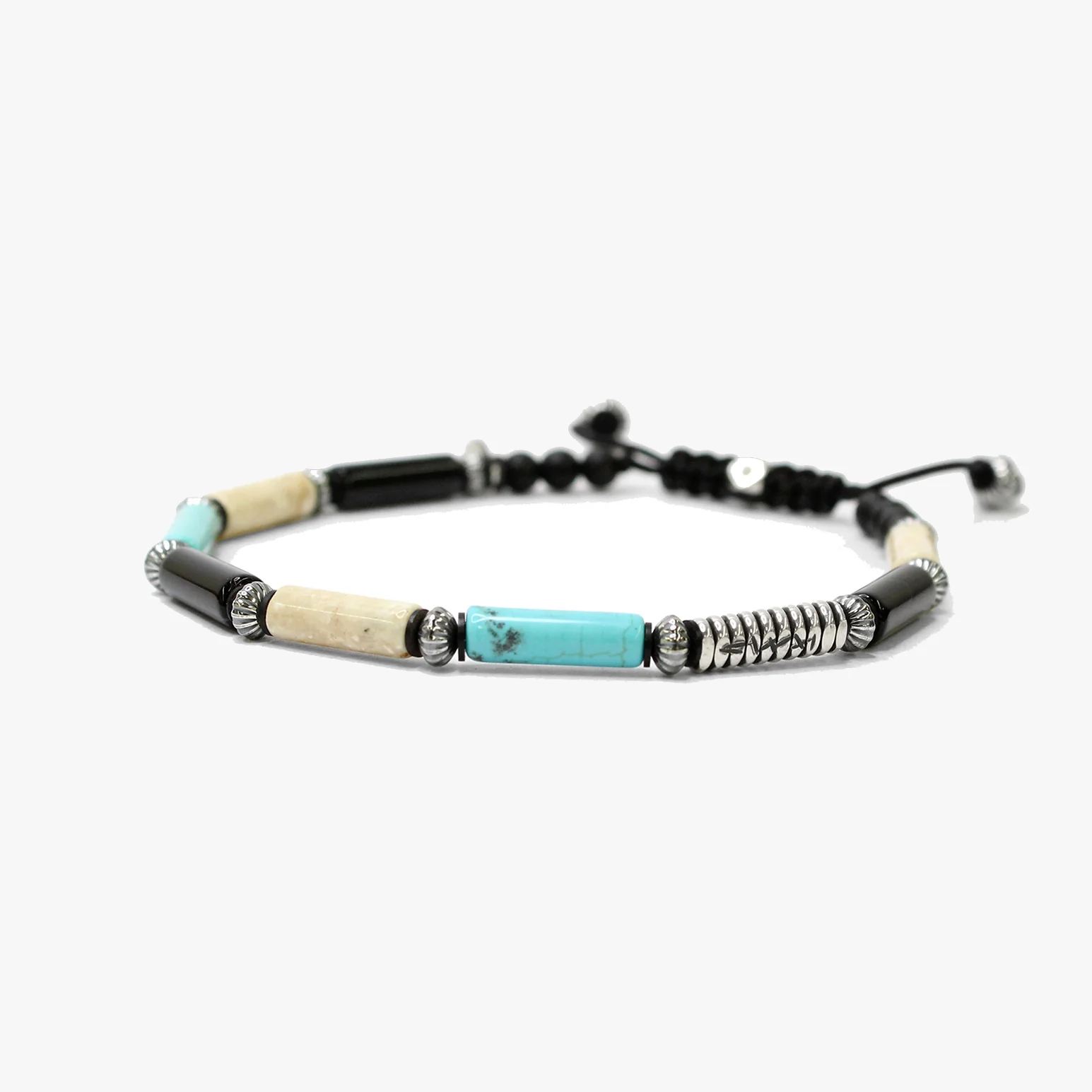 Multi gemstone tubes, sterling coil M (7.25" Wrist) | Dial