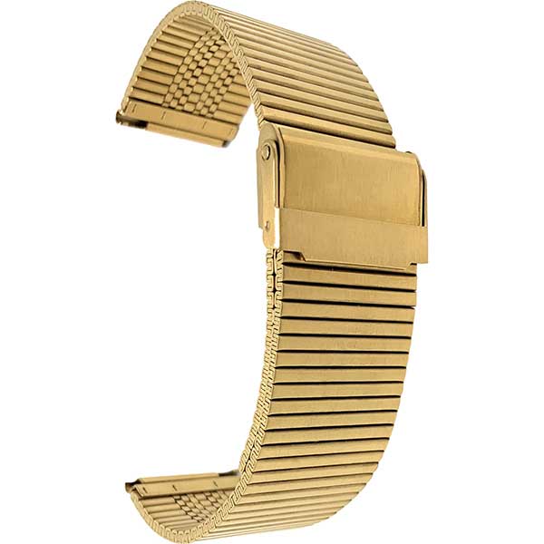 MXB23 | Gold 20mm Slim Vintage Metal Watch Band for Men - Retro Stainless Steel Milanese Strap 20mm / Gold Tone | Dial