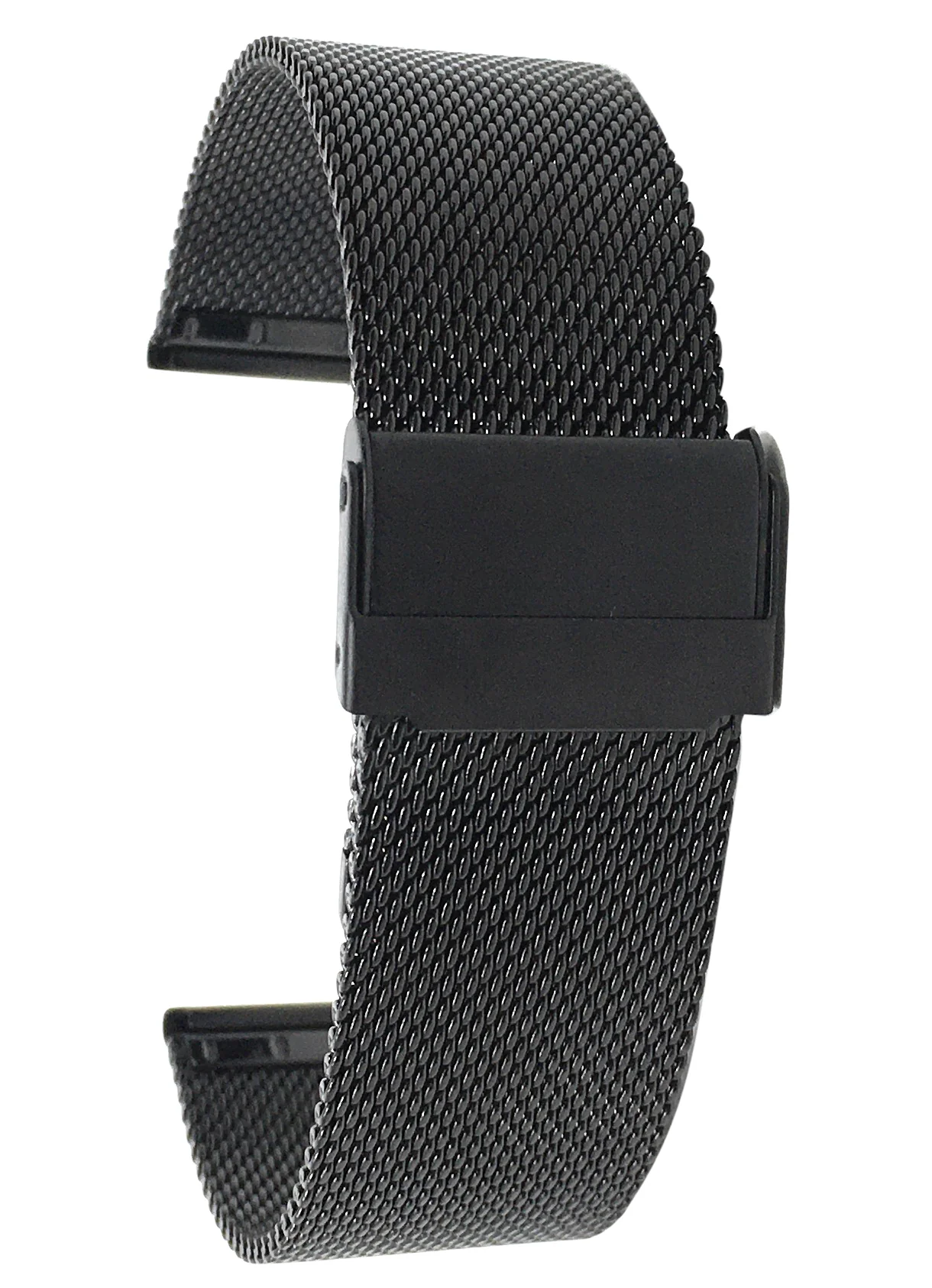 MXS12| Black 22mm Mens Stainless Steel Mesh Band, Adjustable Length Metal Watch Strap 22mm / Black | Dial