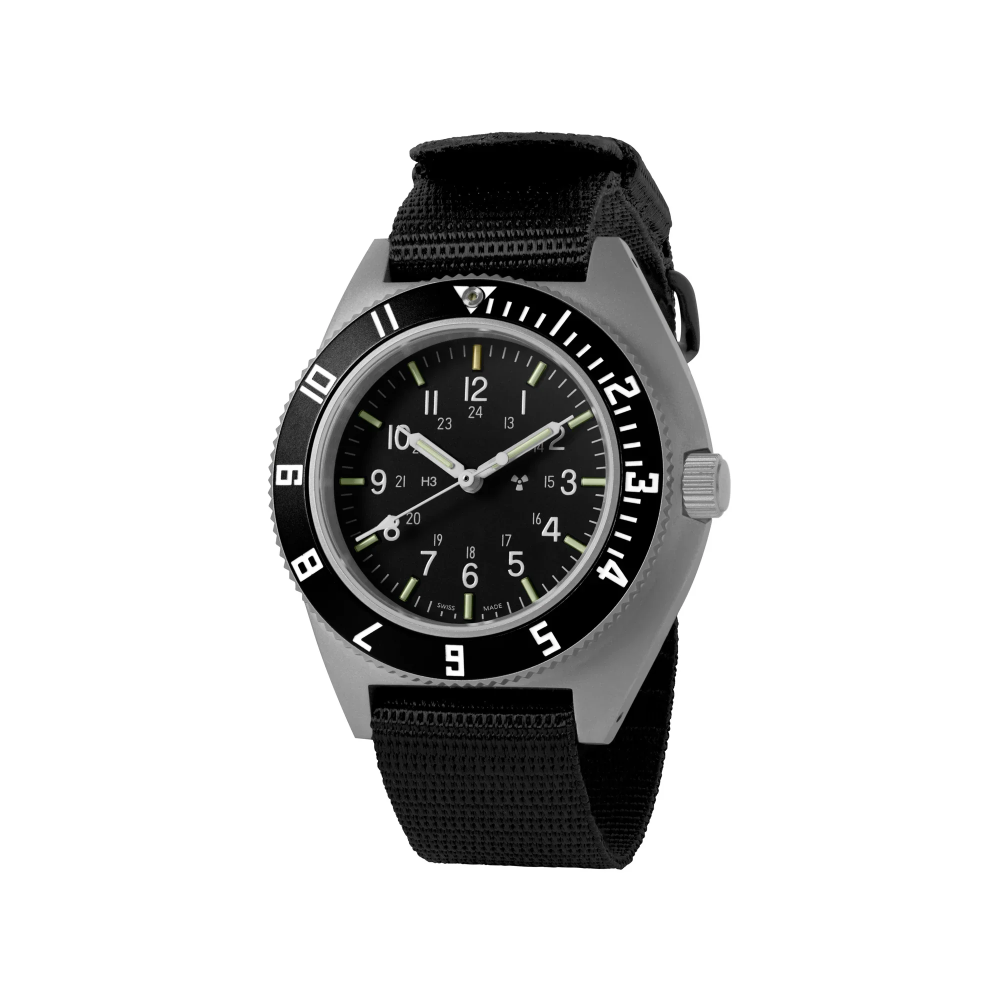 NAV, QUARTZ, SAPH, STE, COL: SS/BKBK NYLON 11" Black Sterile/Nylon | Black Dial - Image 3