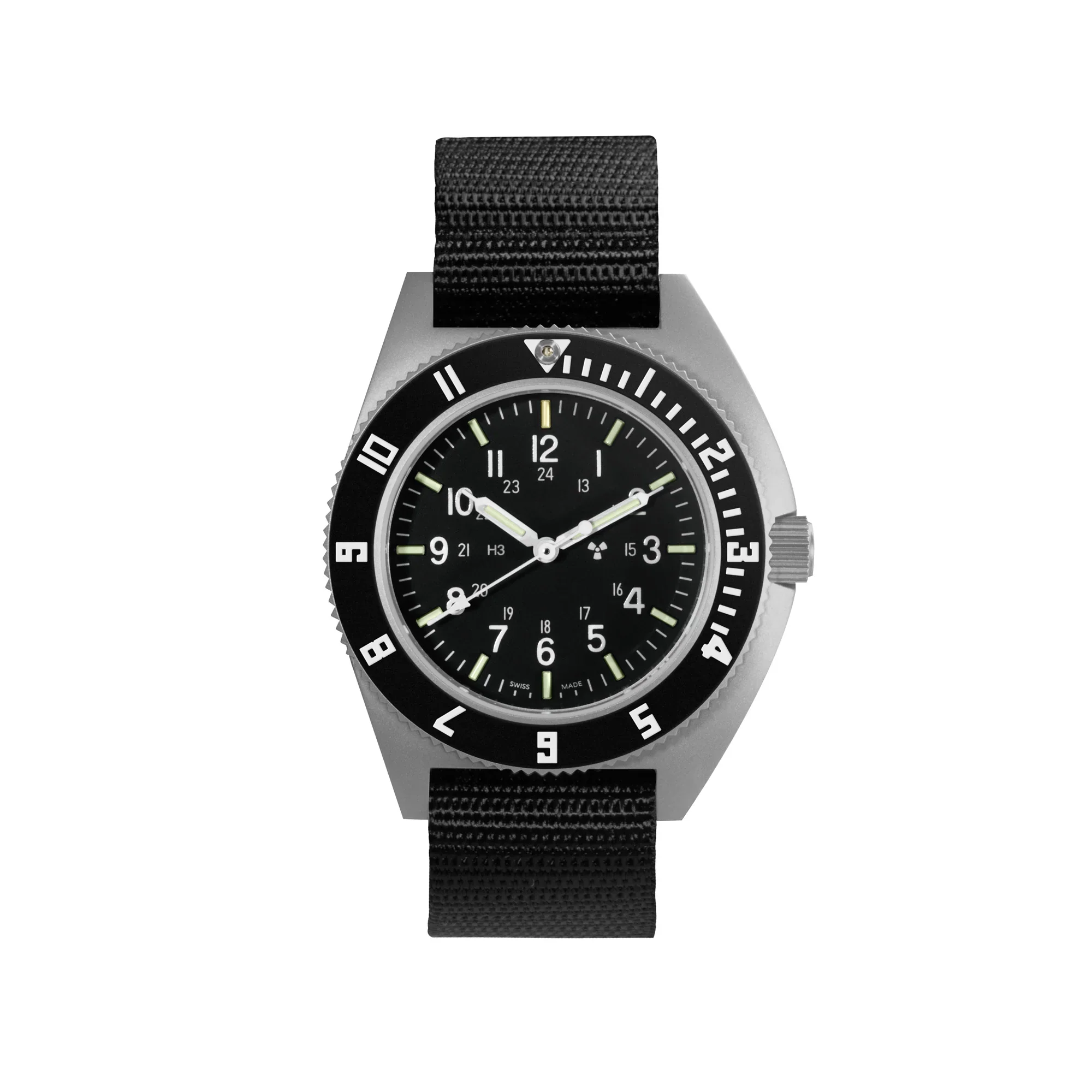NAV, QUARTZ, SAPH, STE, COL: SS/BKBK NYLON 12" Black Sterile/Nylon 12" | Black Dial - Image 6