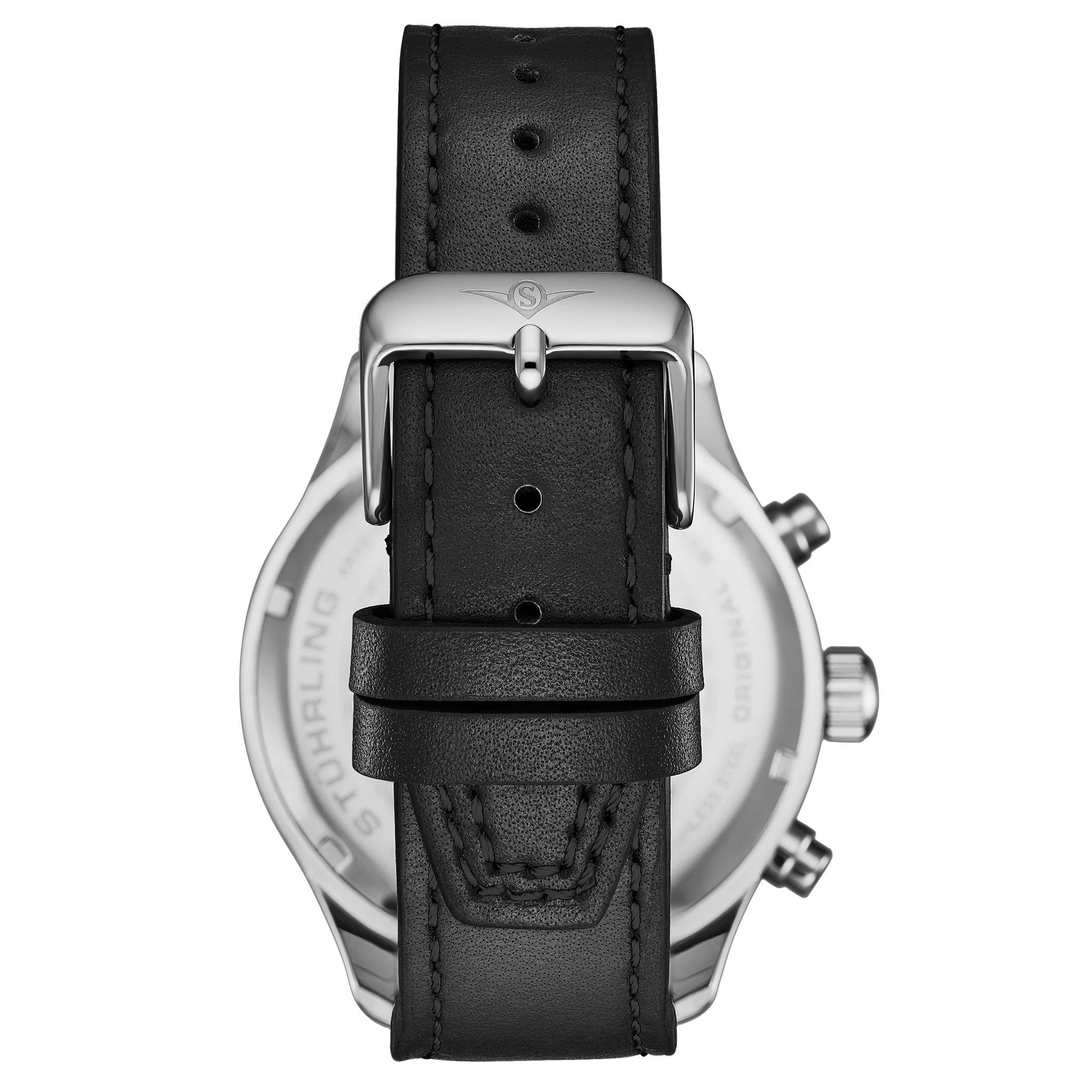 Navigator Chrono Jet Black Sunray Dial/Black Leather Strap | Black Dial - Image 2