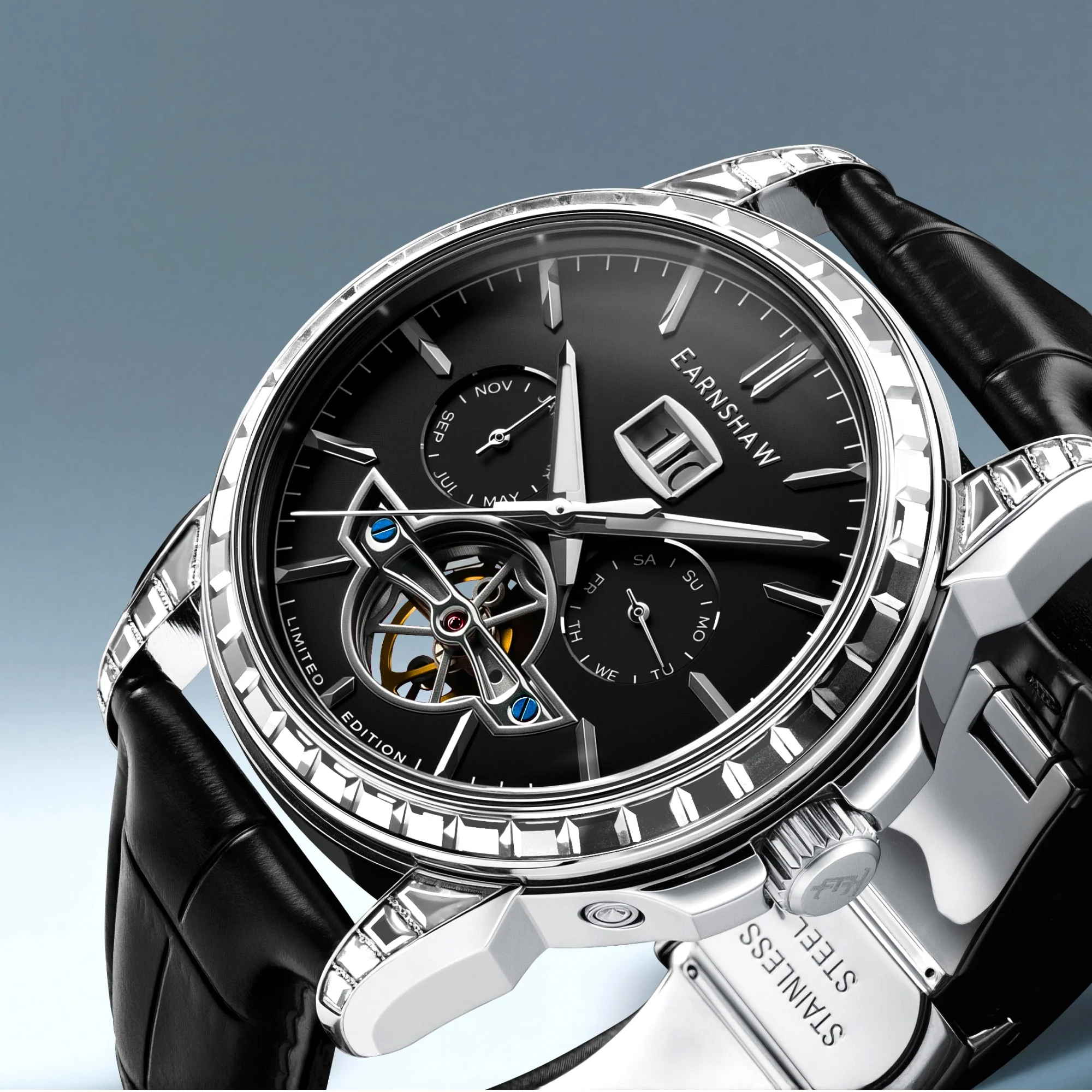 Nobility Nawab Grand Date Calendar Open Heart Automatic Limited Edition Black / Genuine Leather Strap | Black Dial - Image 3