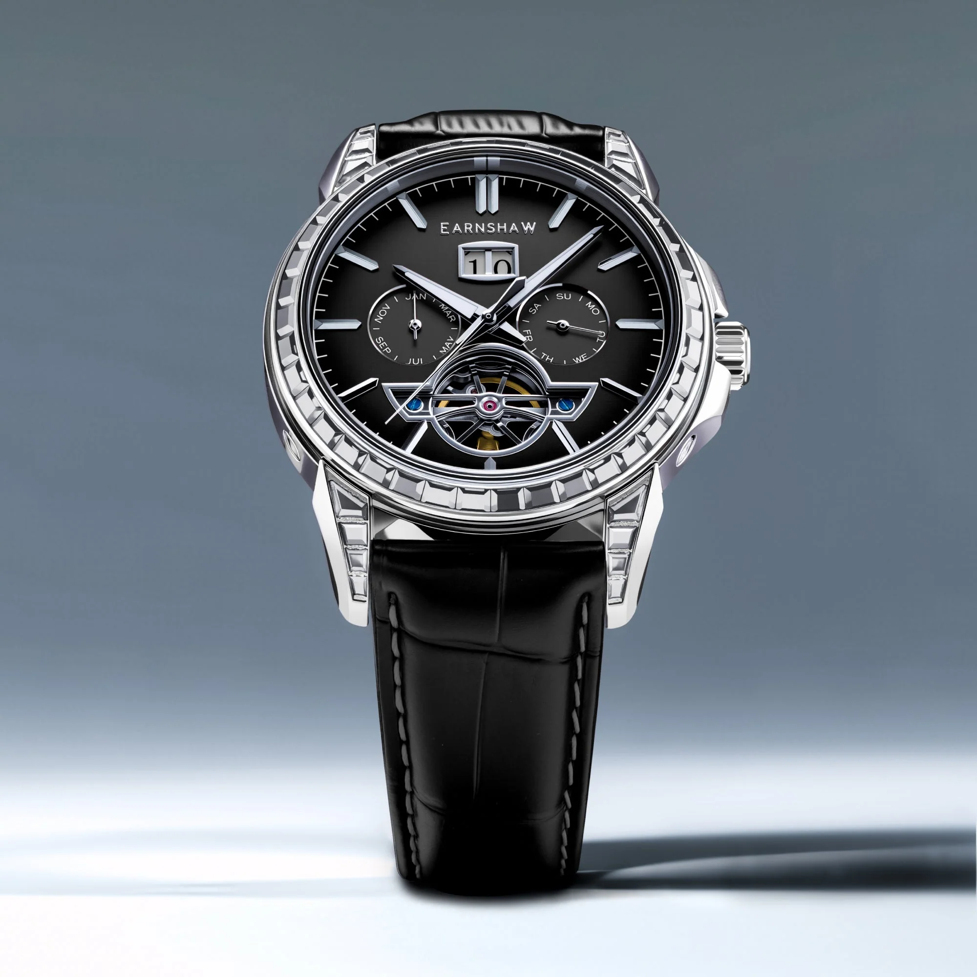 Nobility Nawab Grand Date Calendar Open Heart Automatic Limited Edition Black / Genuine Leather Strap | Black Dial - Image 4
