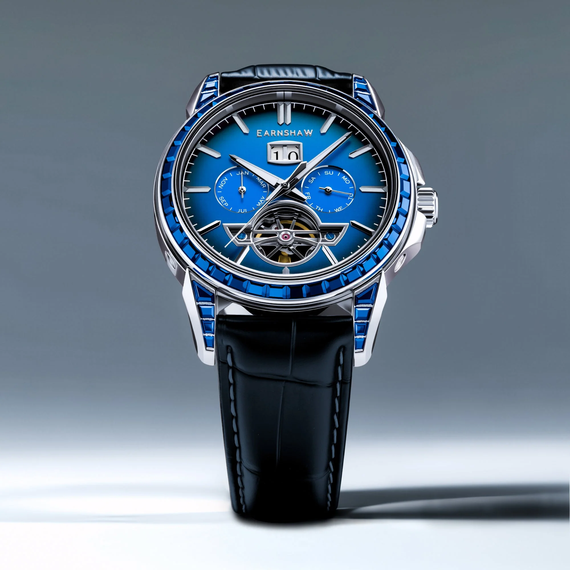 Nobility Nawab Grand Date Calendar Open Heart Automatic Limited Edition Blue / Genuine Leather Strap | Blue Dial - Image 4