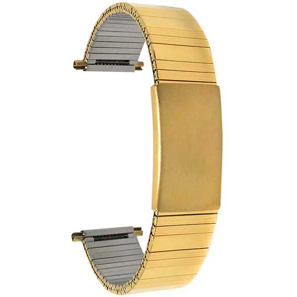 NX710 | 18mm Gold Tone Adjustable Length Mens Stretch Watch Strap, Expansion Band 18mm / Gold Tone | Dial
