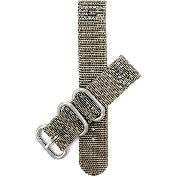 NYL200 | Beige 24mm Nylon Nato Style Watch Band, 2 Piece Strap, Hook and Loop Buckle 24mm / Beige | Dial