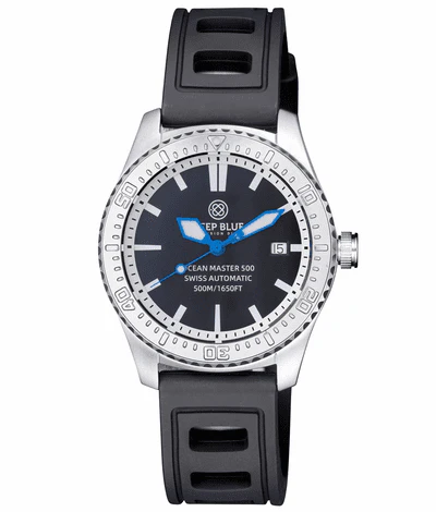 Ocean Master 500 40mm Black / Blue Hands Dial B / Rubber | Black Dial