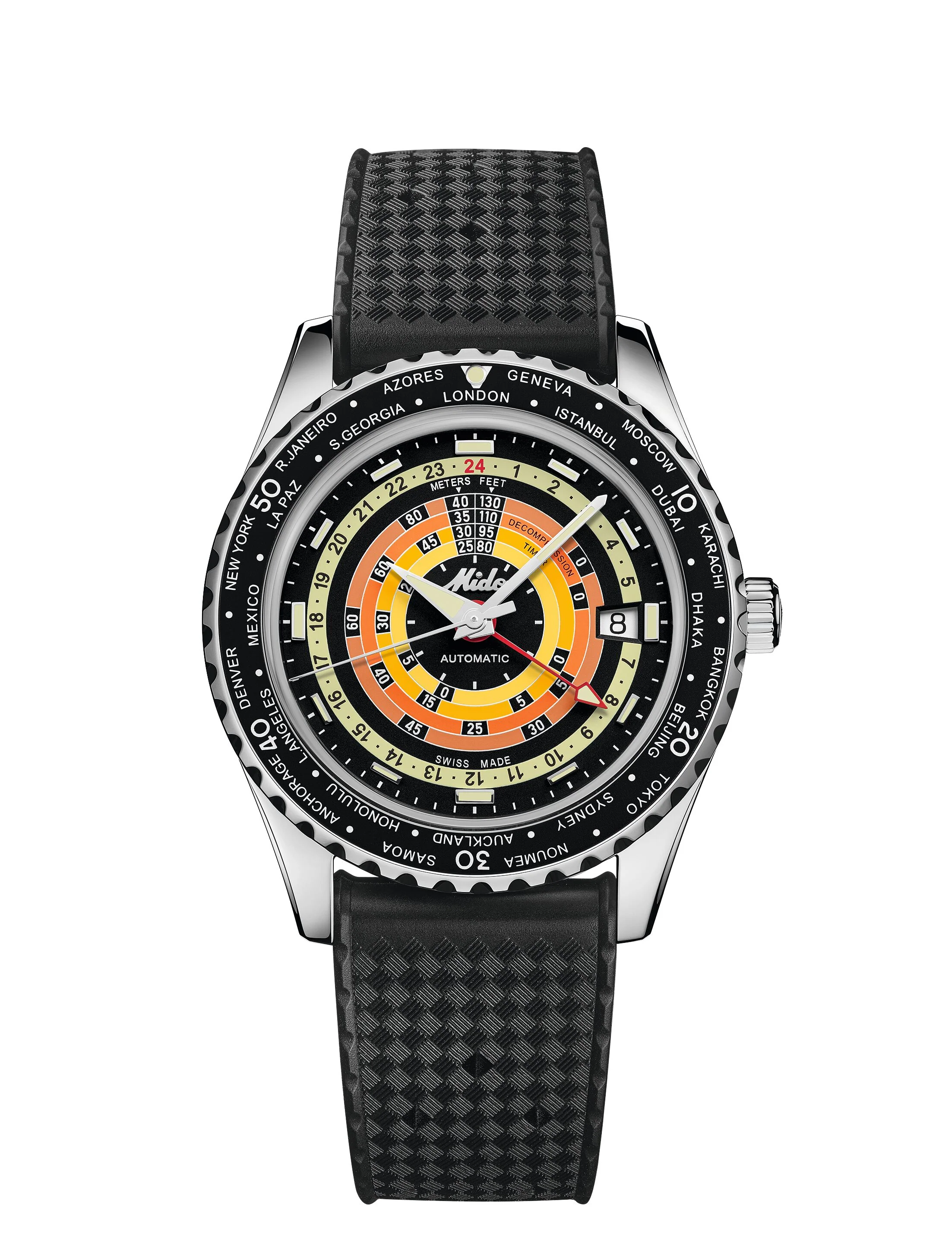 OCEAN STAR DECOMPRESSION WORLDTIMER Black/Rubber | Black Dial