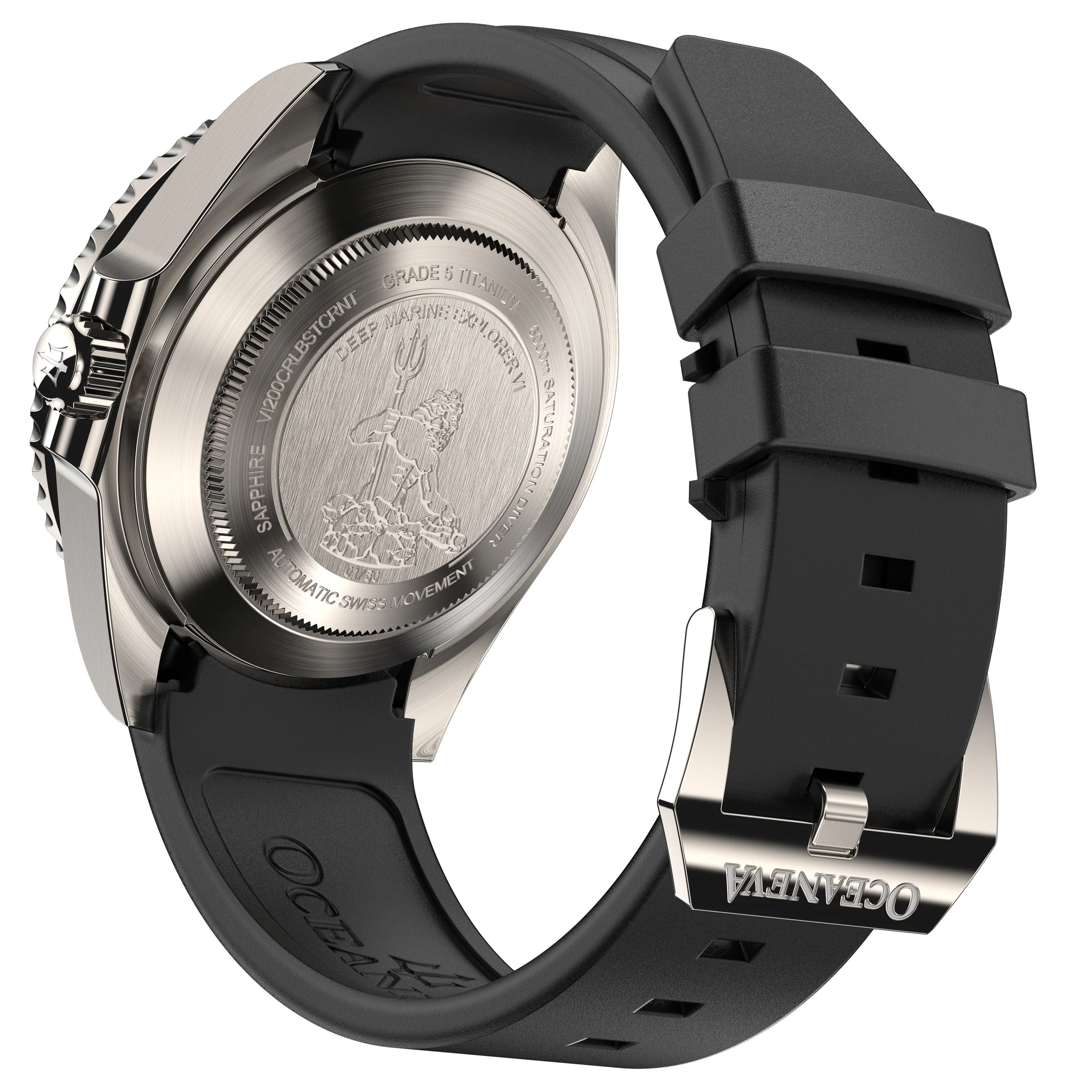Oceaneva Deep Marine Explorer VI 6000M - Coral Titanium Automatic 6000m/CoralBurst | Coral Red Dial - Image 15