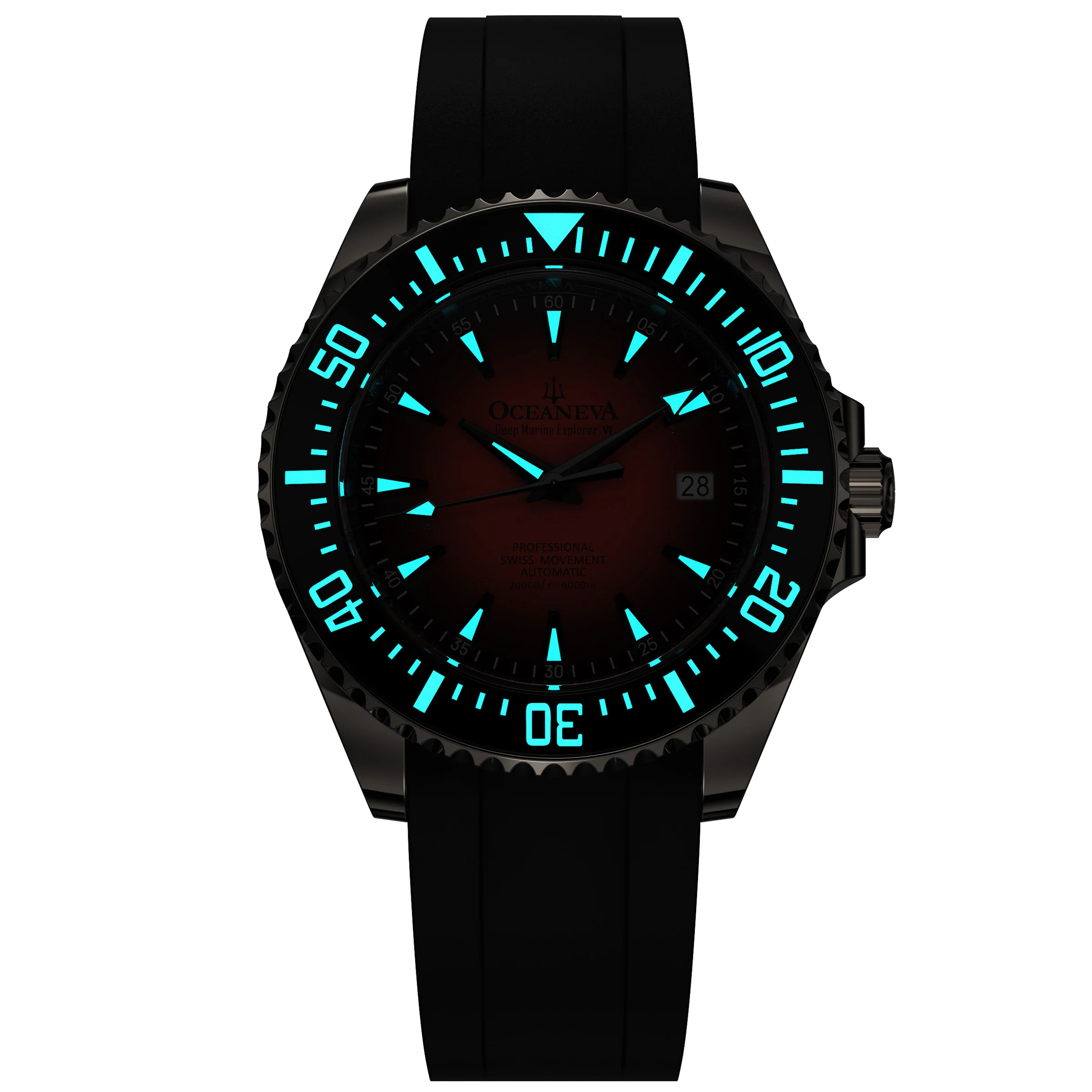 Oceaneva Deep Marine Explorer VI 6000M - Coral Titanium Automatic 6000m/CoralBurst | Coral Red Dial - Image 16